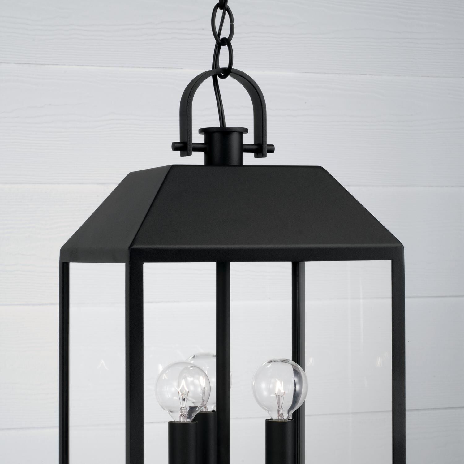 Shown in Black finish and Clear glass