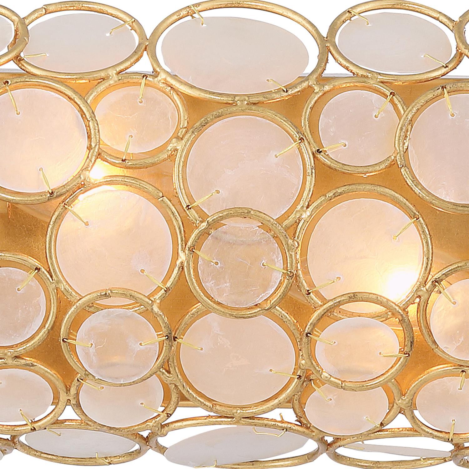 Shown in Antique Gold finish and Capiz Shell crystal