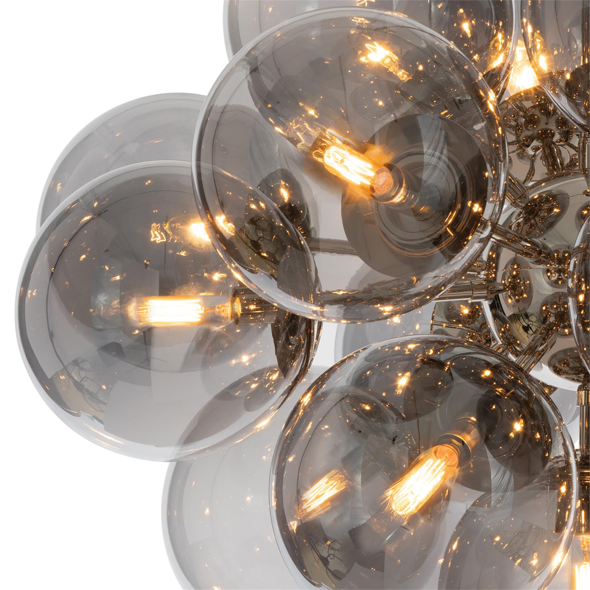 Shown in Polished Nickel finish and Smoke glass