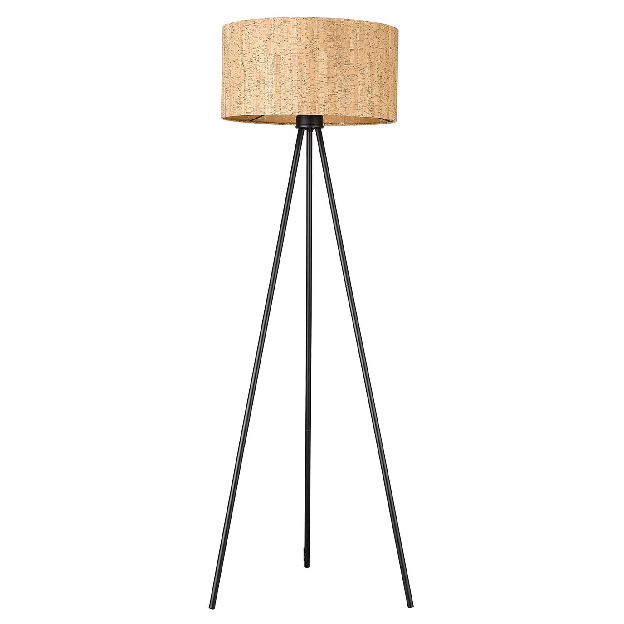 Shown in Matte Black finish and Cork glass and Cork Drum shade