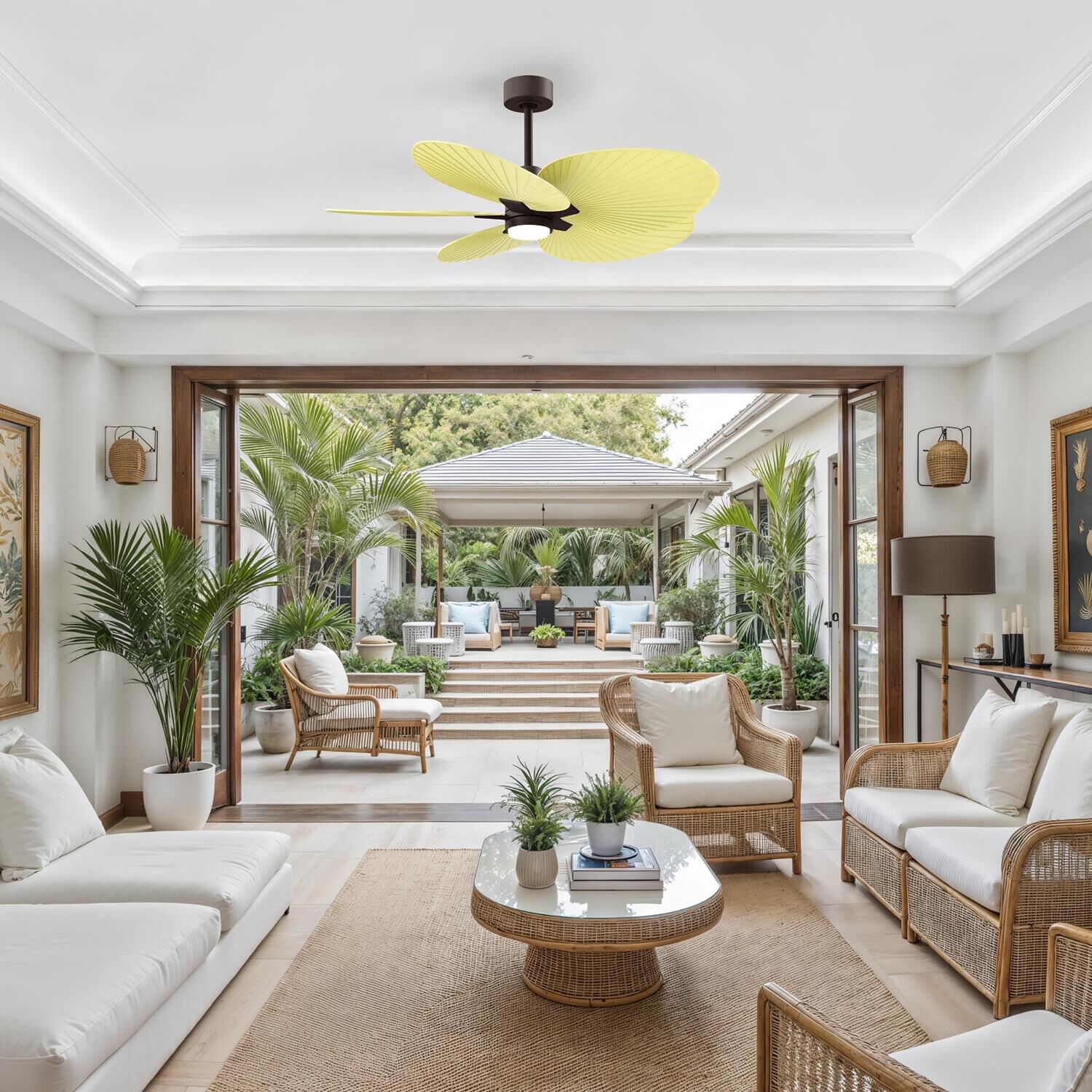 Alessandra Tropical Outdoor Rated 48 Inch Ceiling Fan with Light Kit by Matthews Fan Company