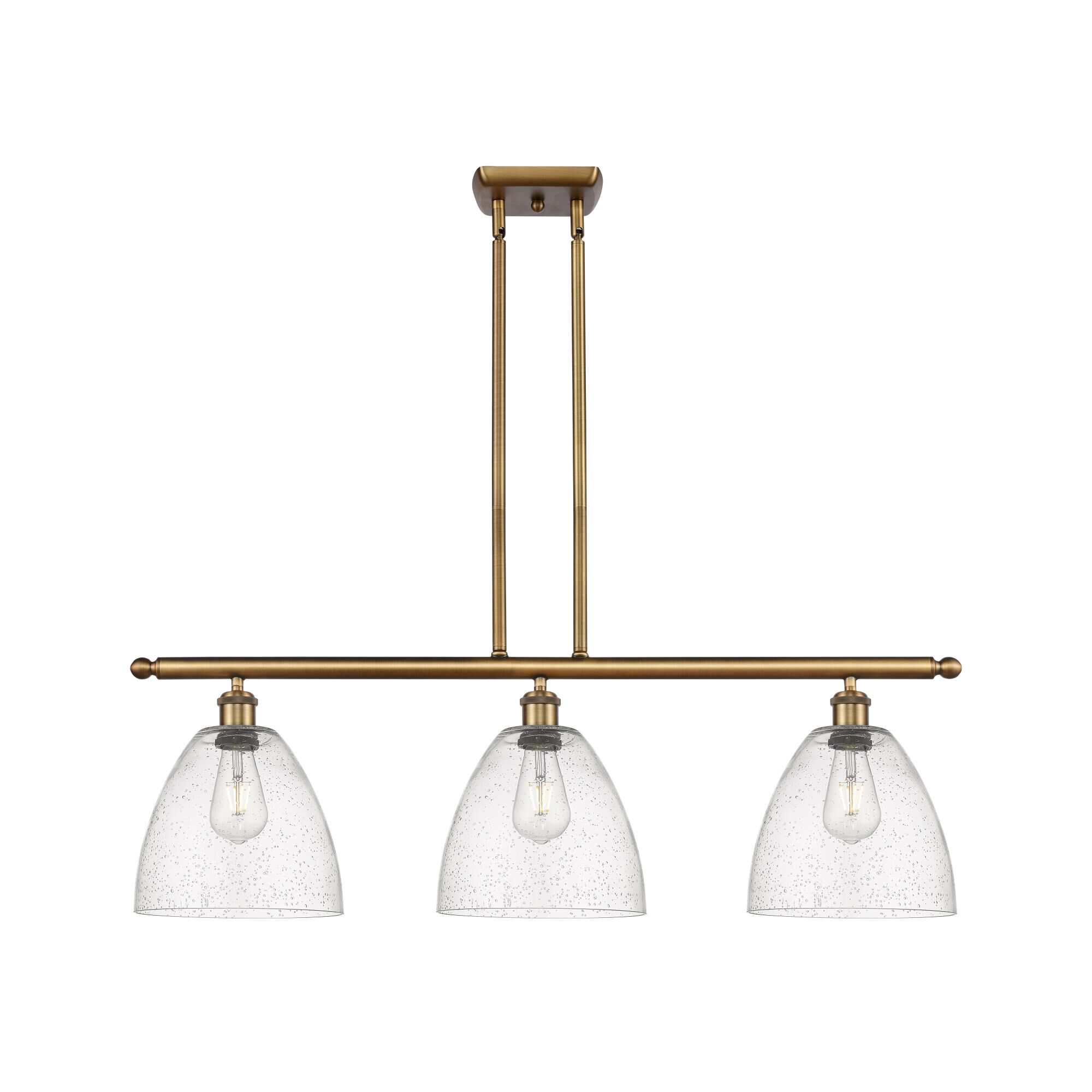 Shown in Brushed Brass finish and Seedy Ballston Dome glass