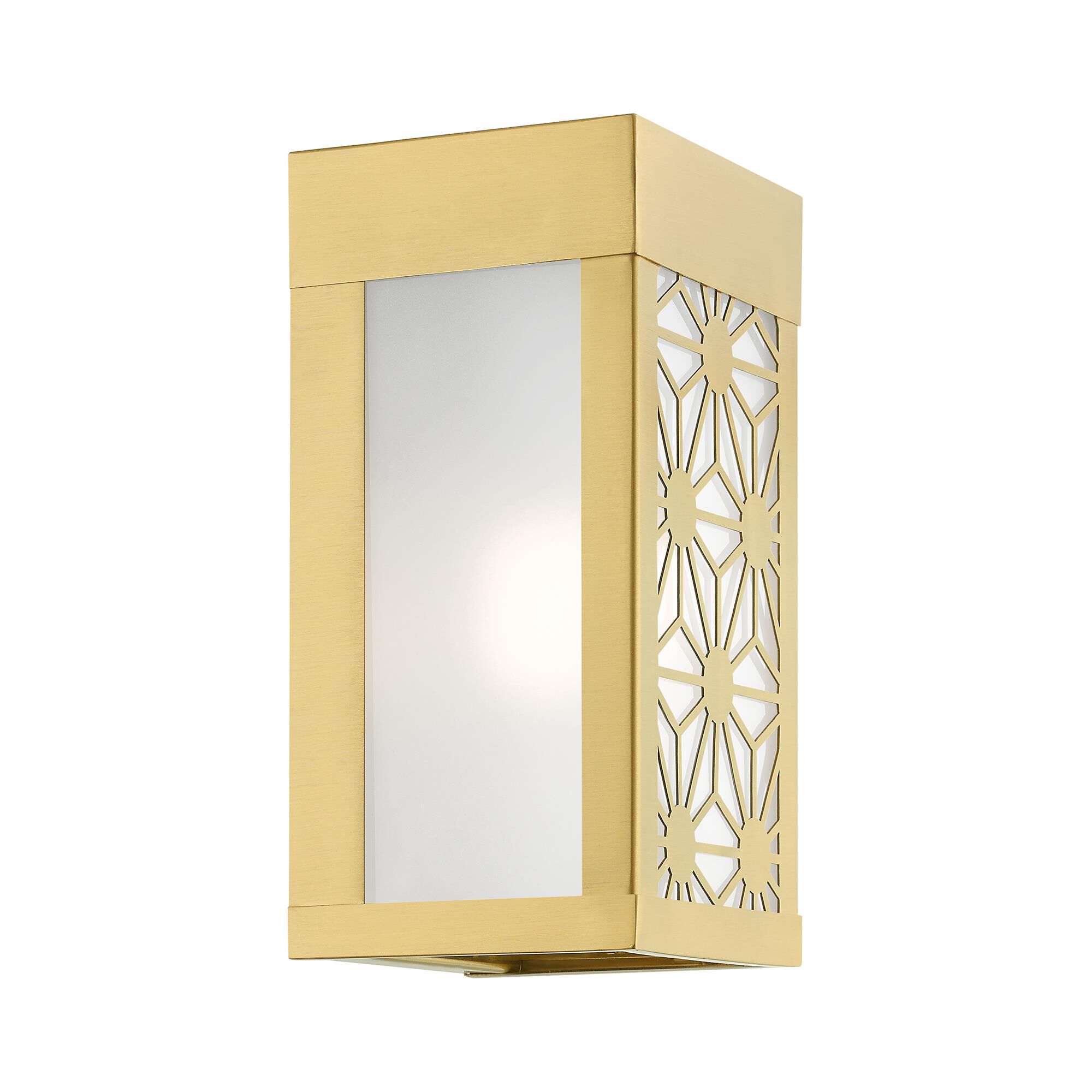 Shown in Satin Gold finish and Clear Outside and Sandblasted Inside glass