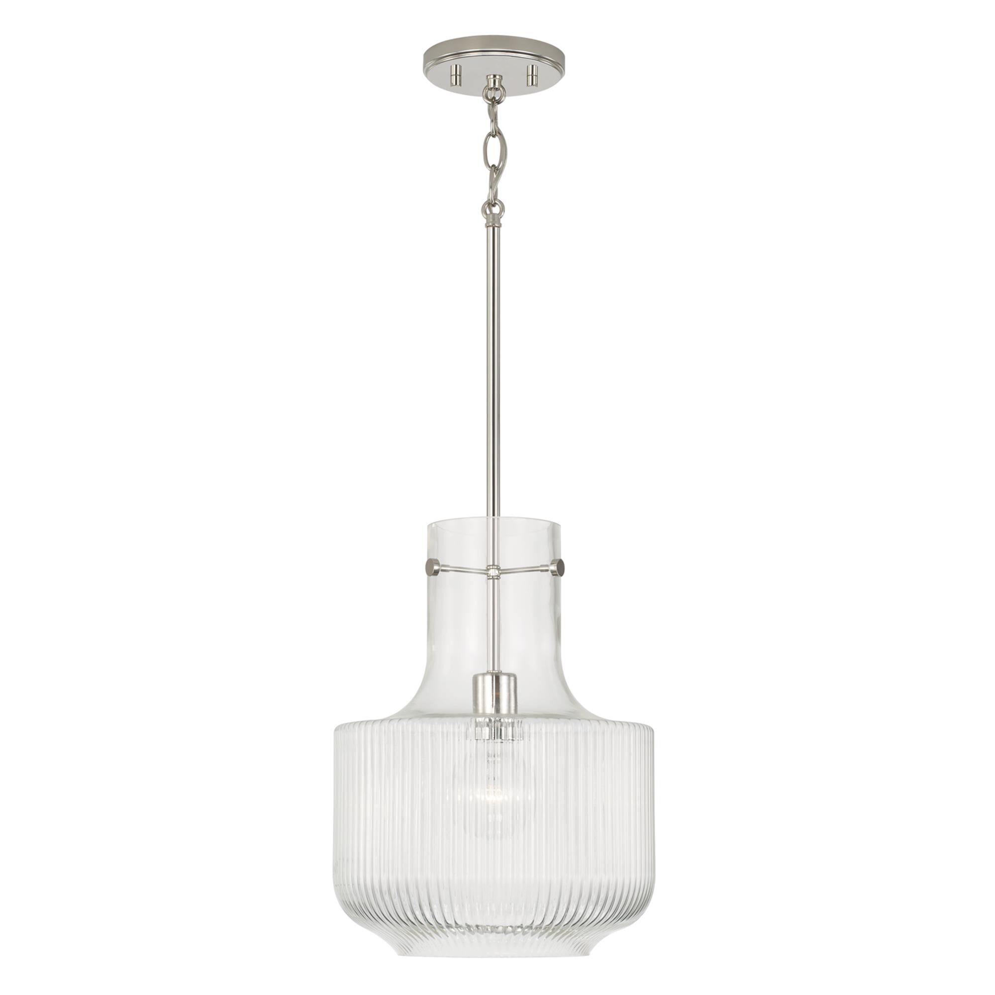 Shown in Polished Nickel finish and Clear Fluted glass