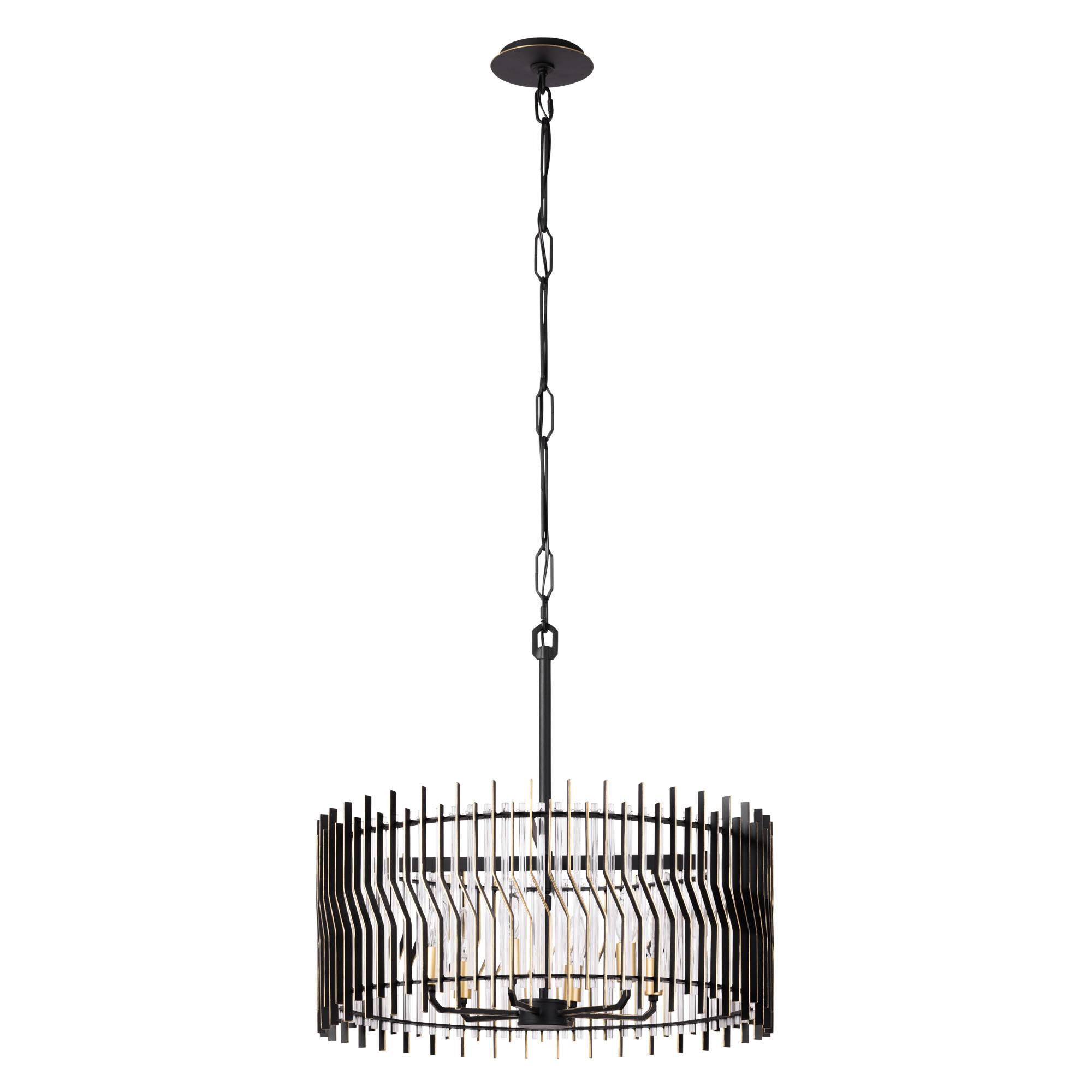 Shown in Matte Black/French Gold finish and Modern Clear Fluted shade