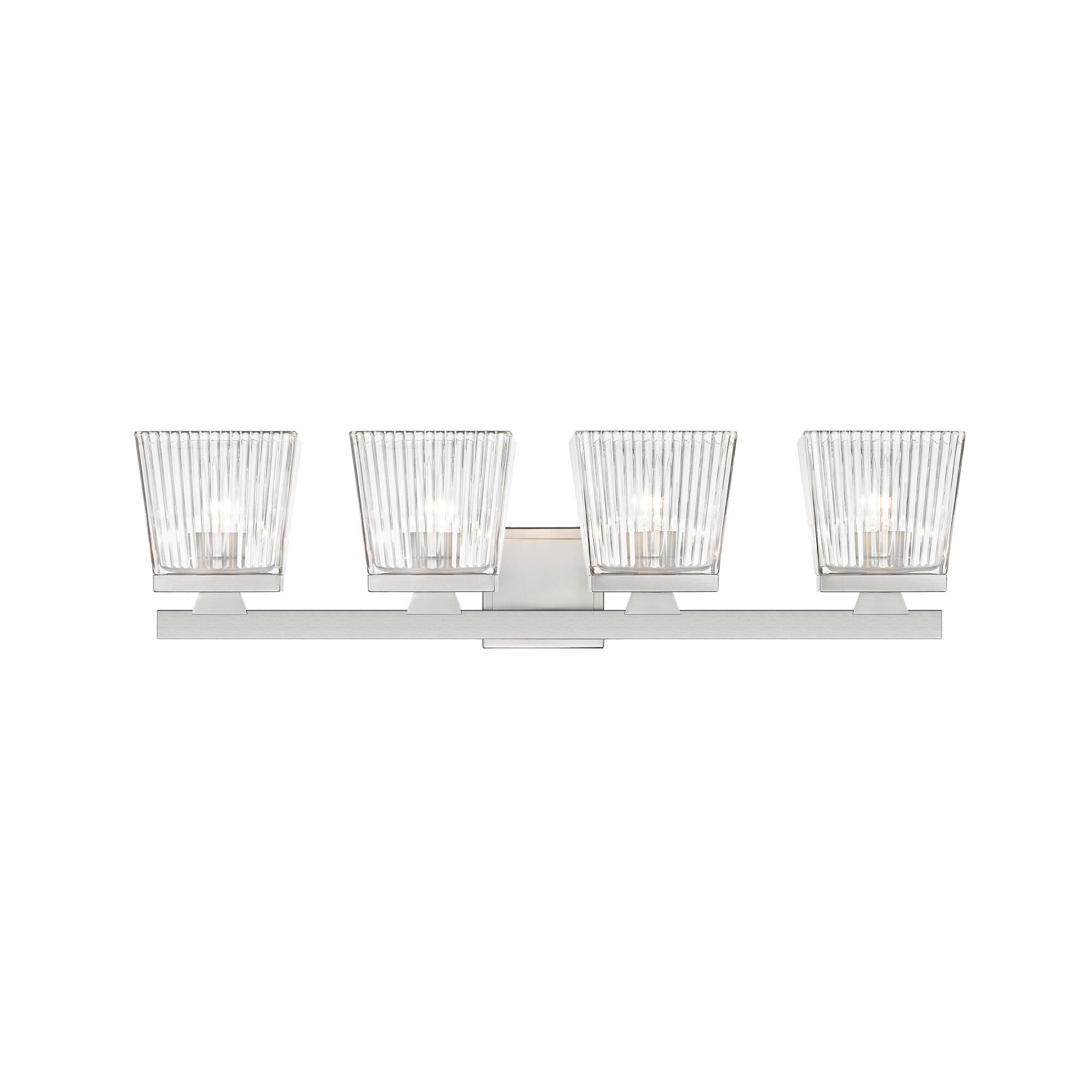Shown in Brushed Nickel finish and Glass shade