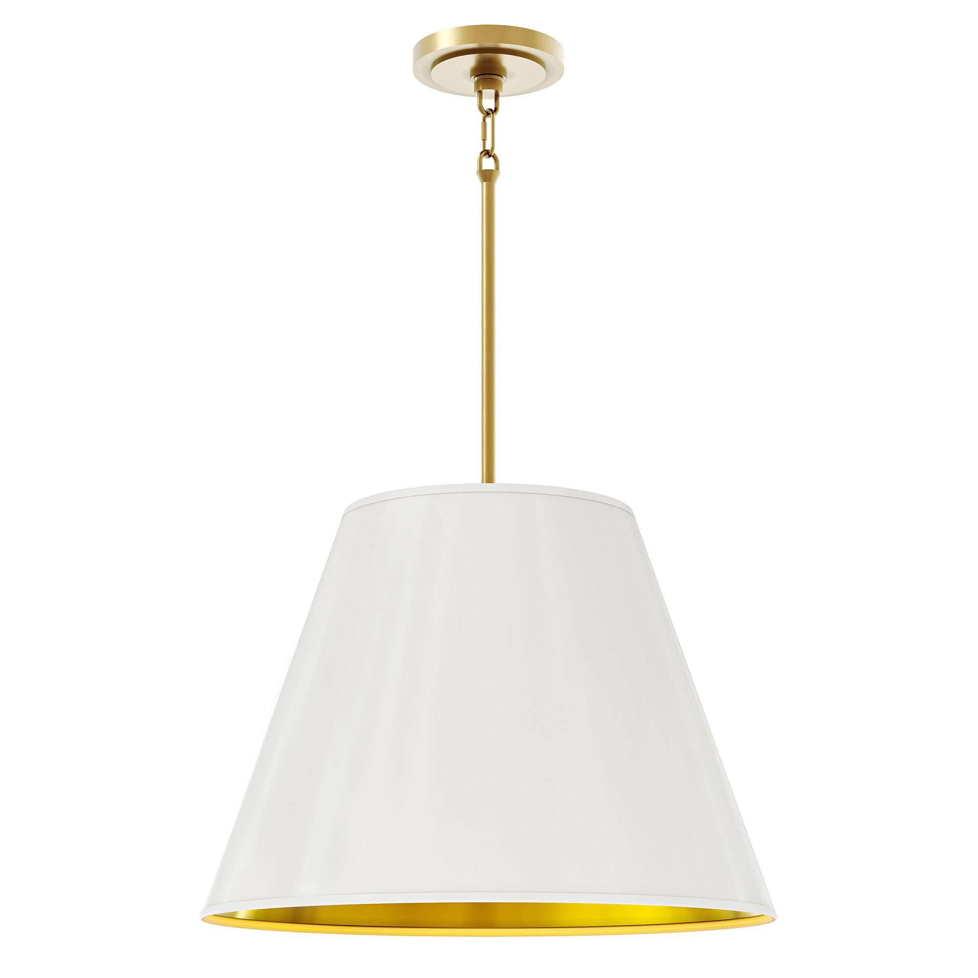 Shown in Modern Brass finish and Matte Daisy with Matte Gold Interior shade