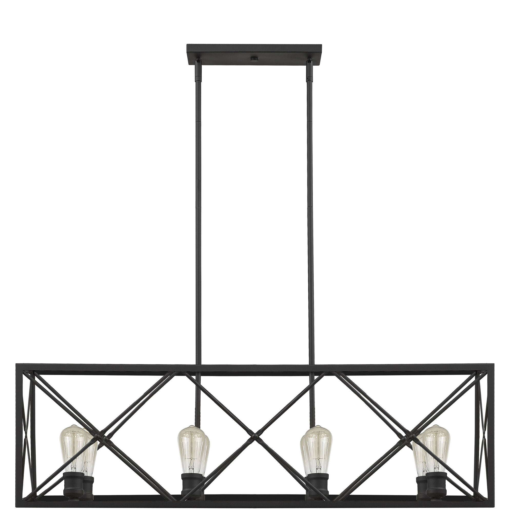 Shown in Matte Black finish and Matte Black glass and Matte Black Metal Cage shade