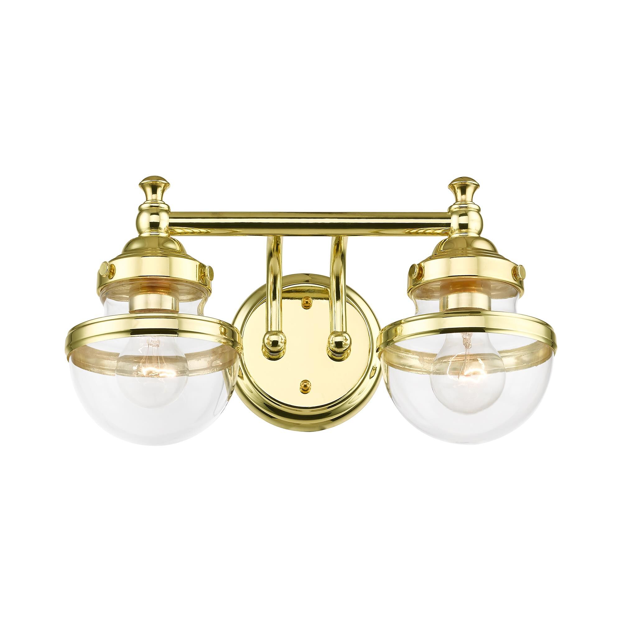 Shown in Polished Brass finish and Hand Blown Clear glass and Hand Blown Clear Glass shade