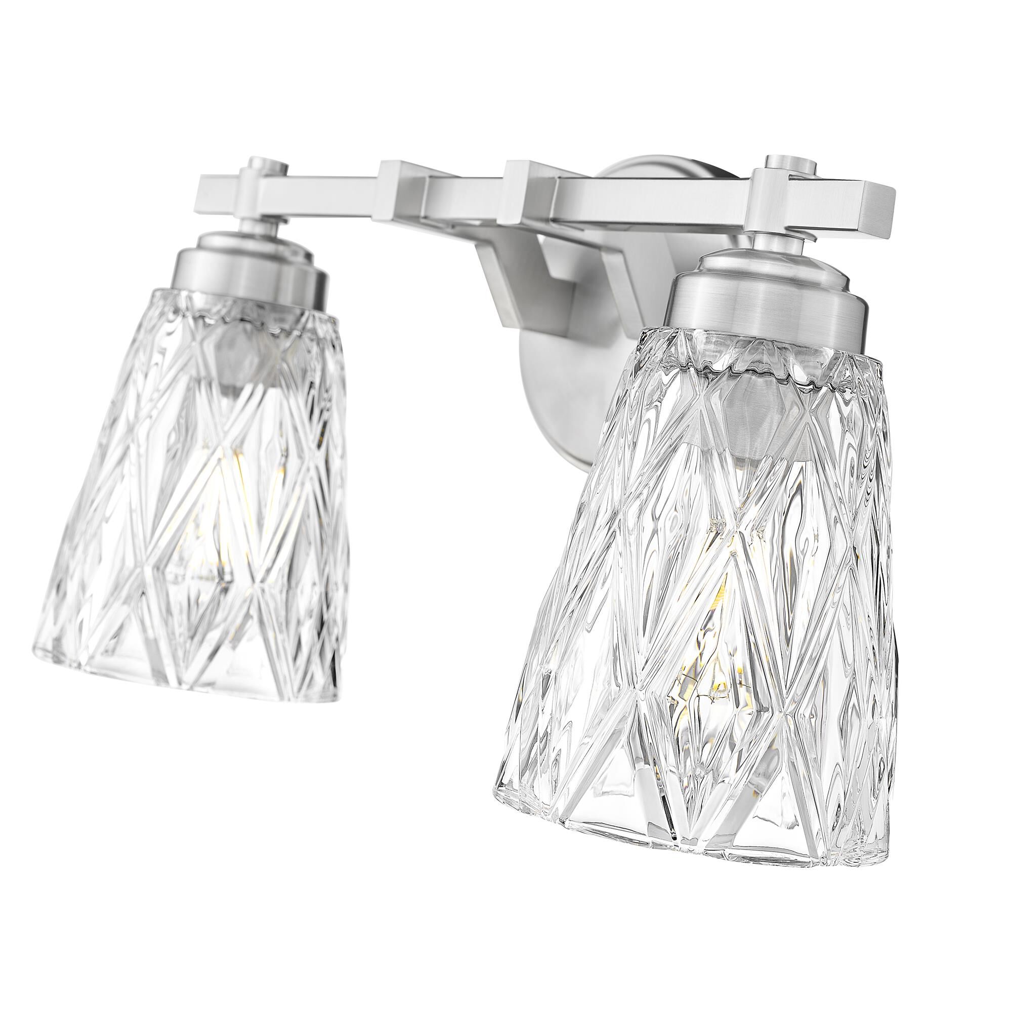 Shown in Brushed Nickel finish and Clear glass