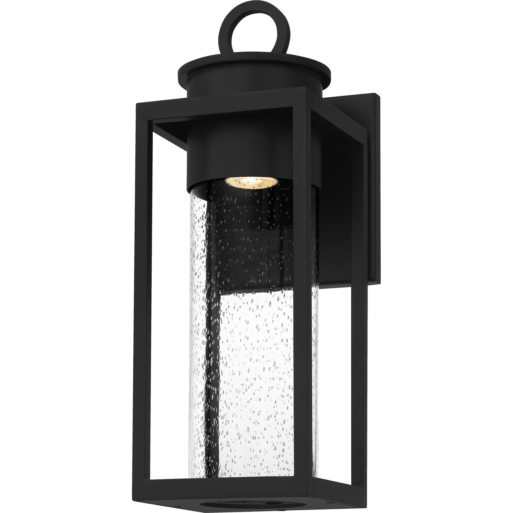 Shown in Matte Black finish and Clear Seeded Glass shade