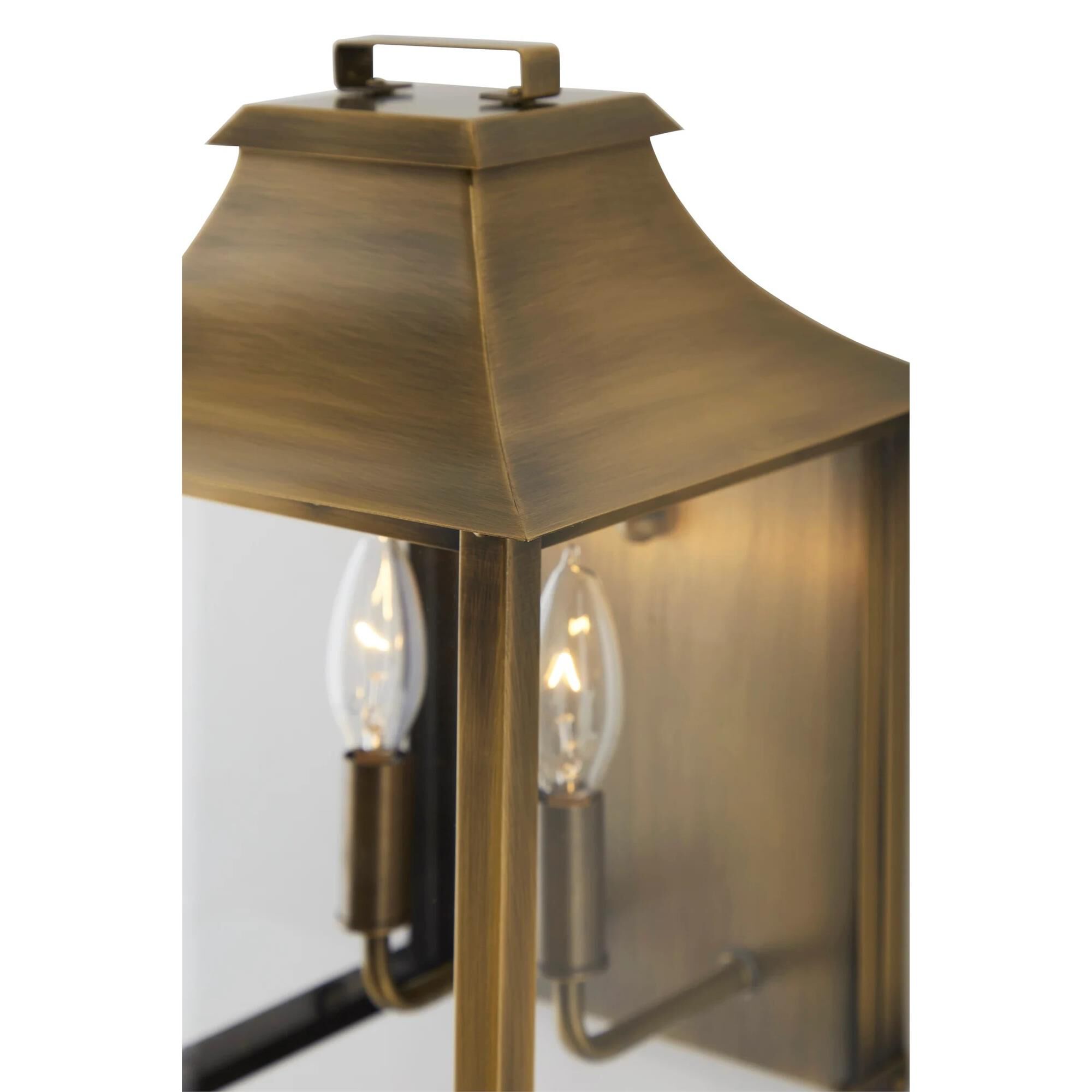 Shown in Aged Brass finish and Clear Beveled glass