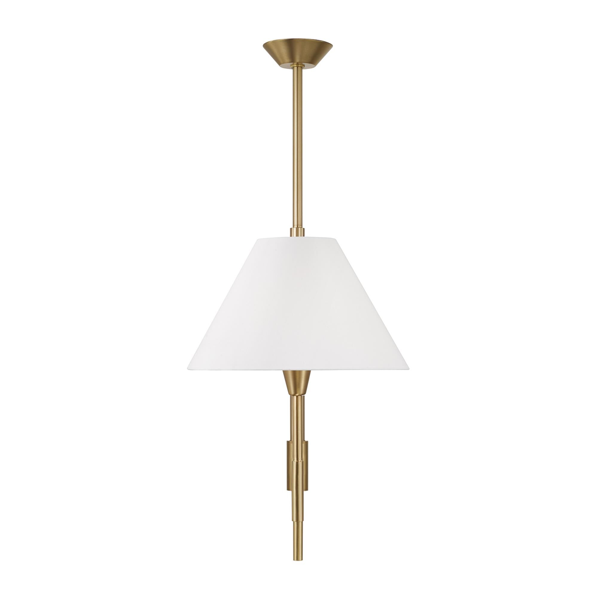 Shown in Aged Brass finish and White Fabric Stay-Straight s shade