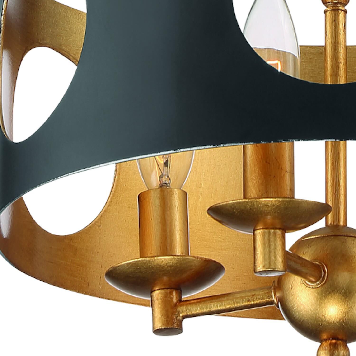 Shown in Matte Black-Antique Gold finish