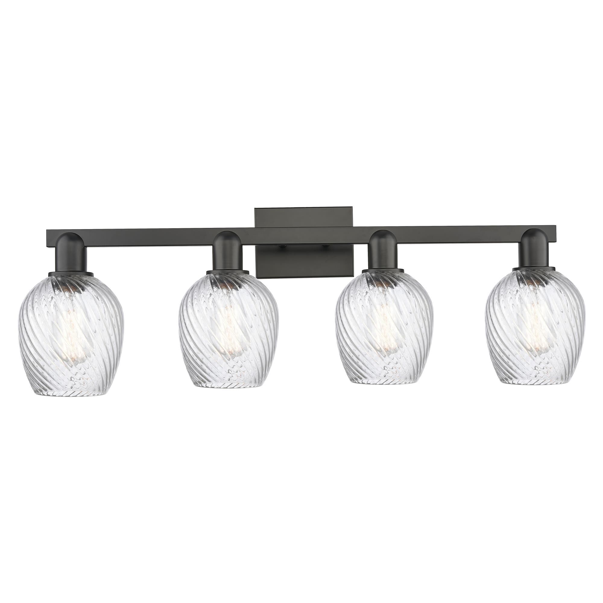 Shown in Matte Black finish and Clear Spiral Fluted glass