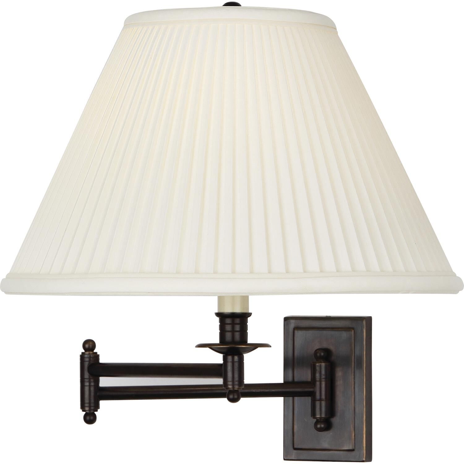 Shown in Deep Patina Bronze finish and Natural Side Pleat Fabric shade
