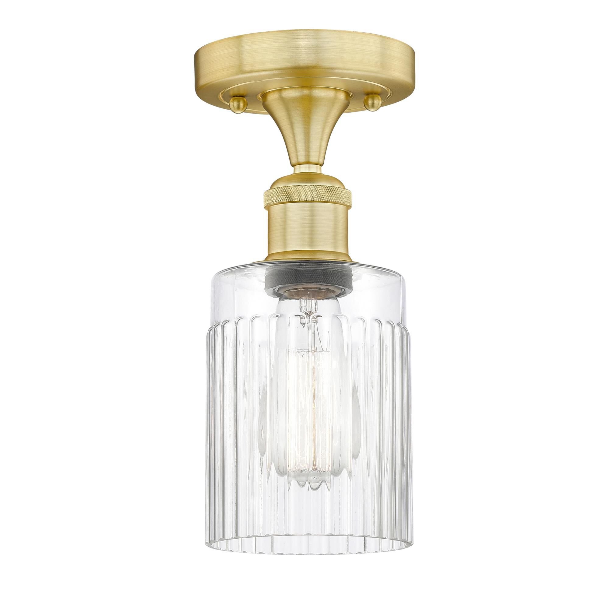 Shown in Satin Gold finish and Clear glass