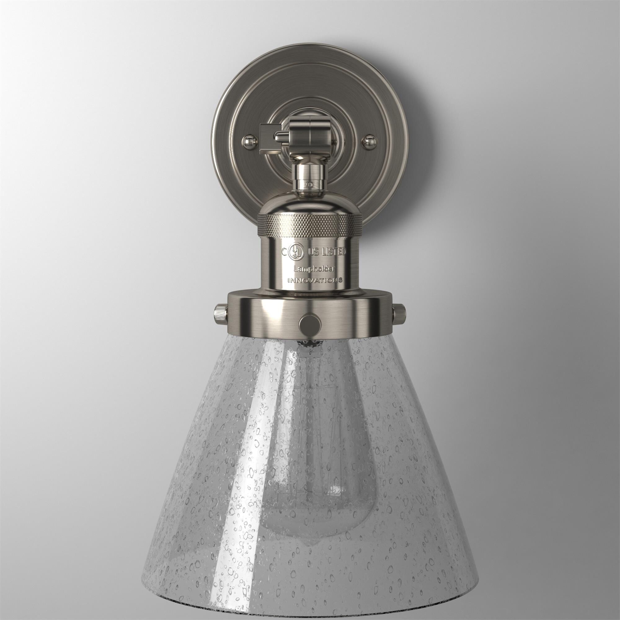 Shown in Brushed Satin Nickel finish and Seedy glass
