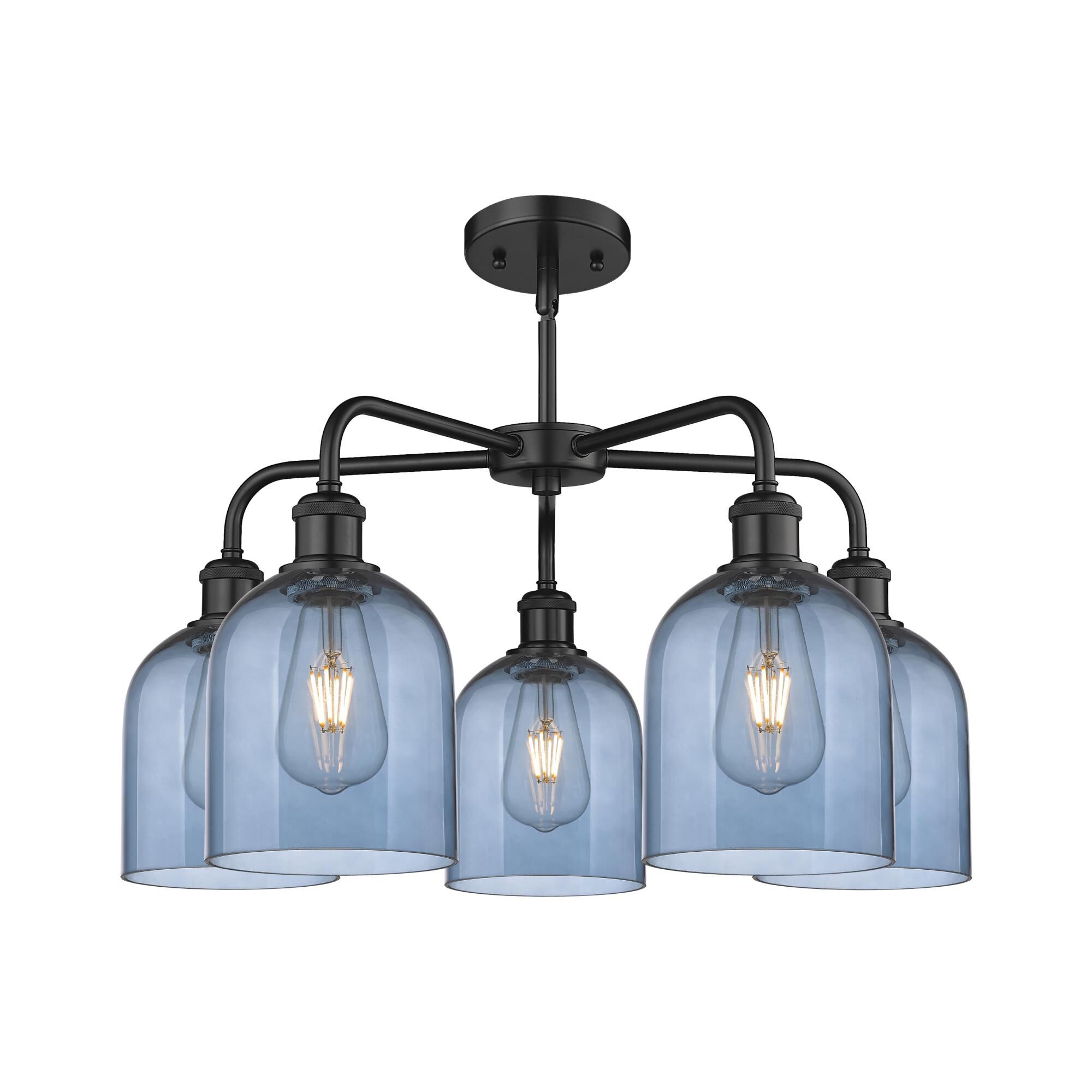 Shown in Matte Black finish and Princess Blue glass