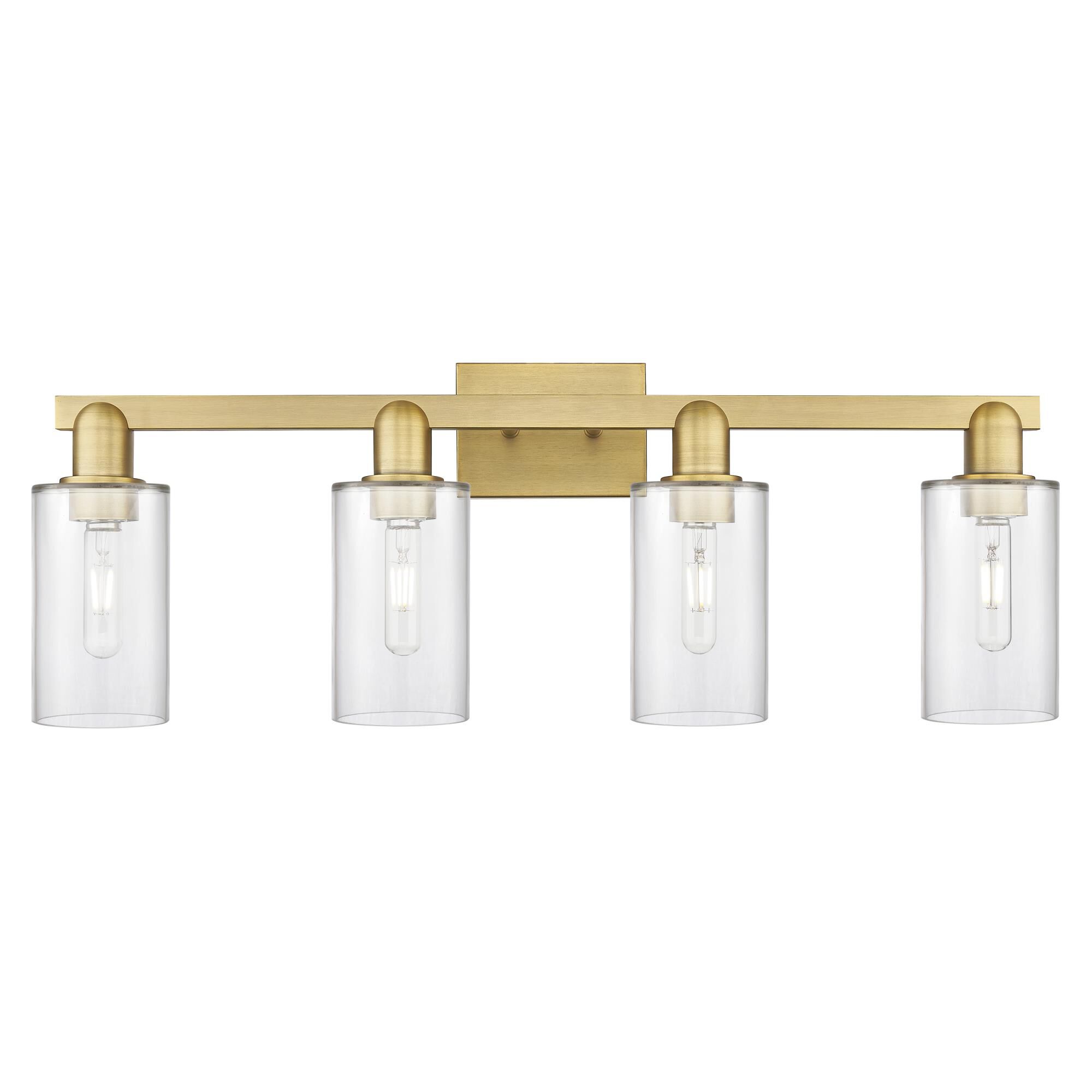 Shown in Brushed Brass finish and Clear glass