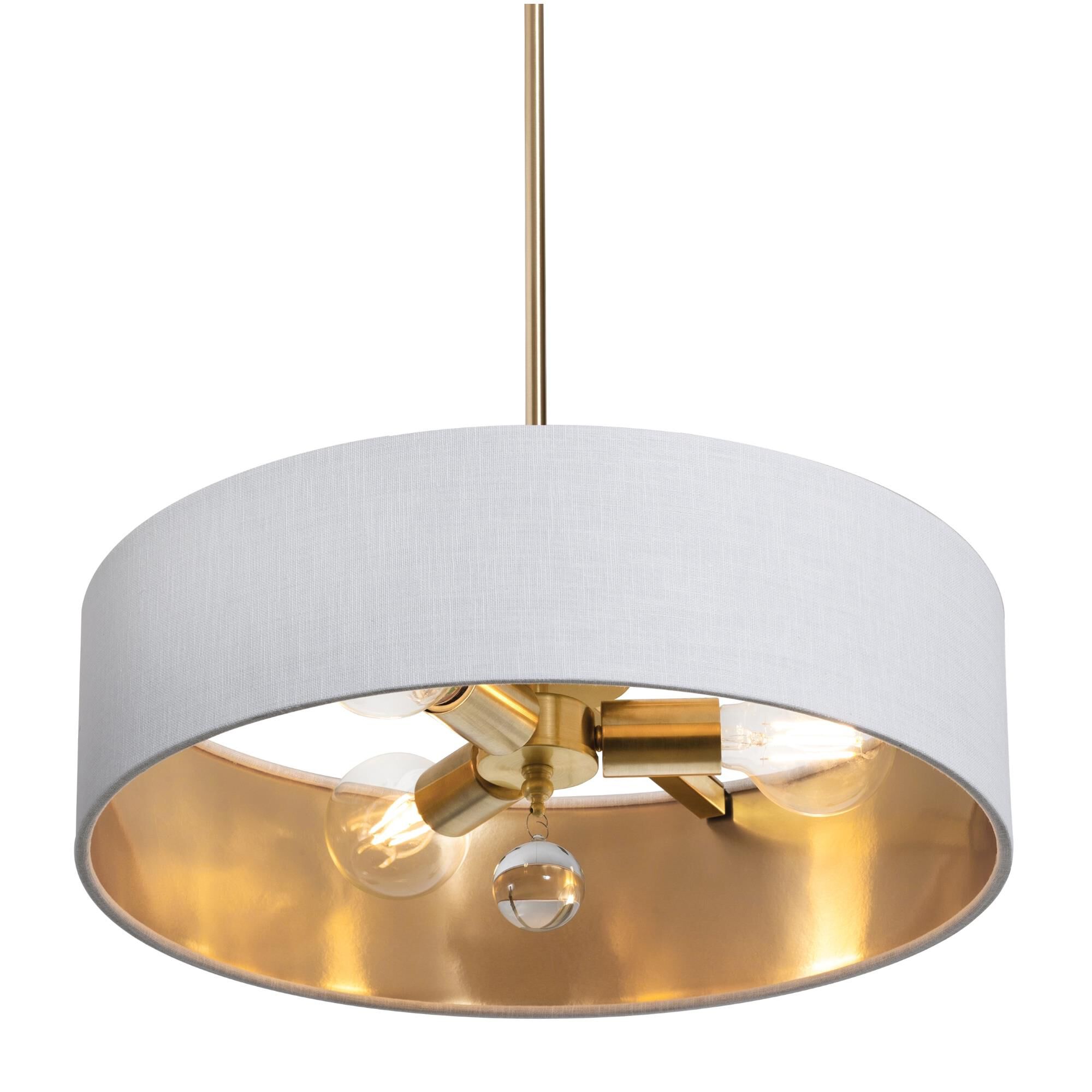 Shown in Satin Brass, White, Gold finish and White/Gold shade
