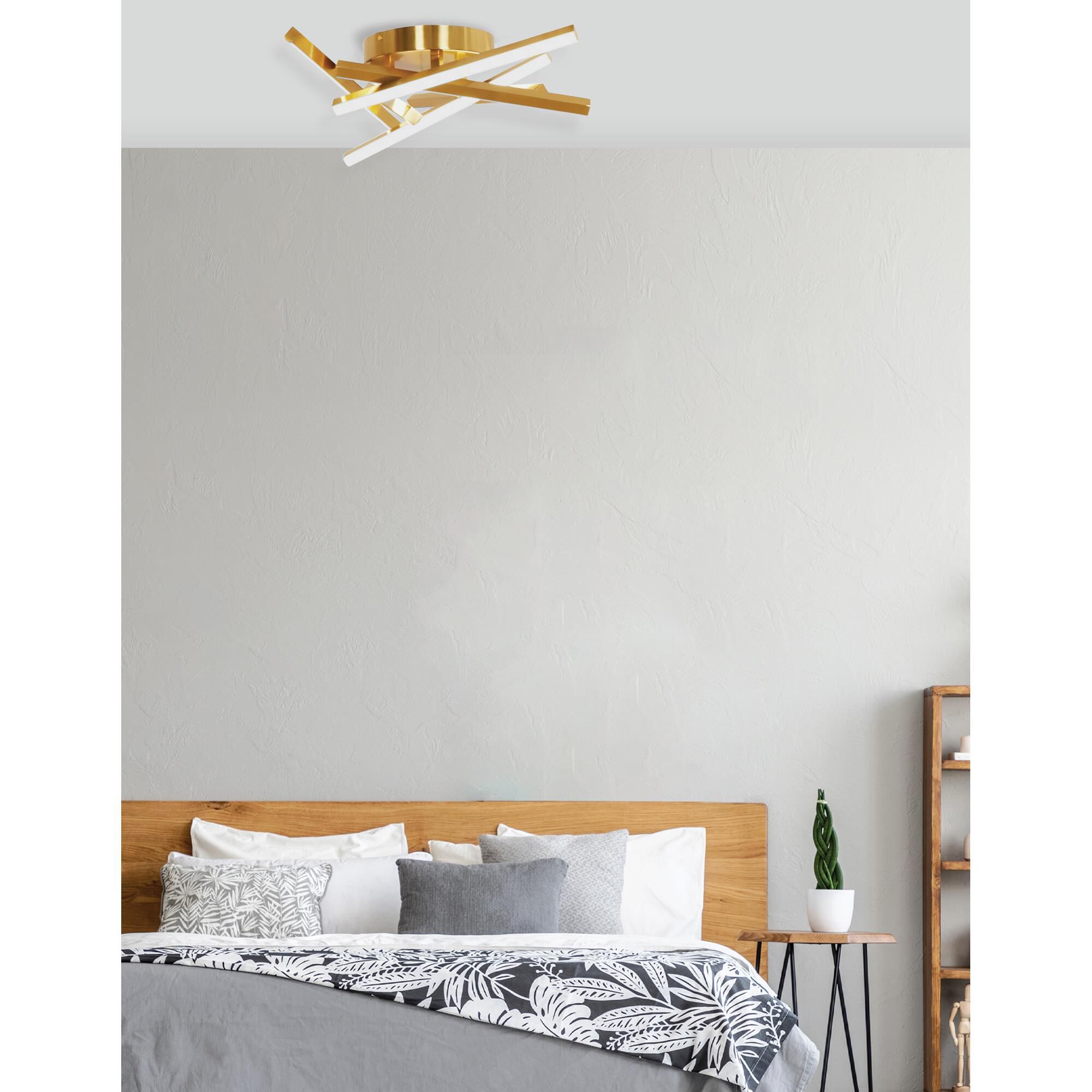 Shown in Aged Brass finish and White shade