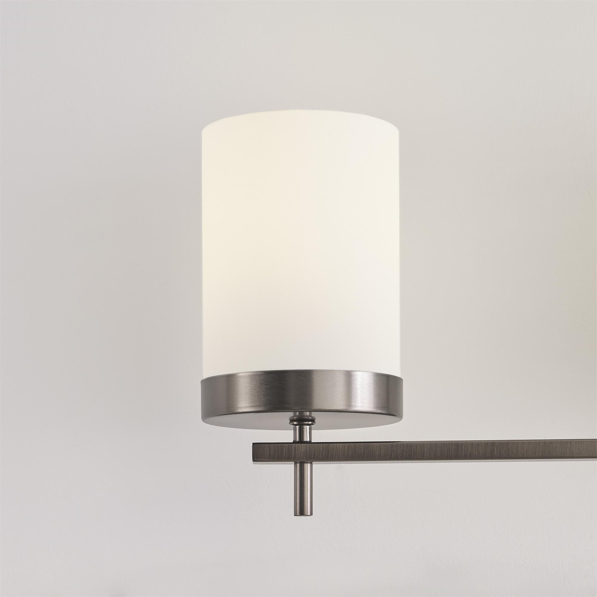 Shown in Brushed Oil Rubbed Bronze finish and Etched - White Inside glass