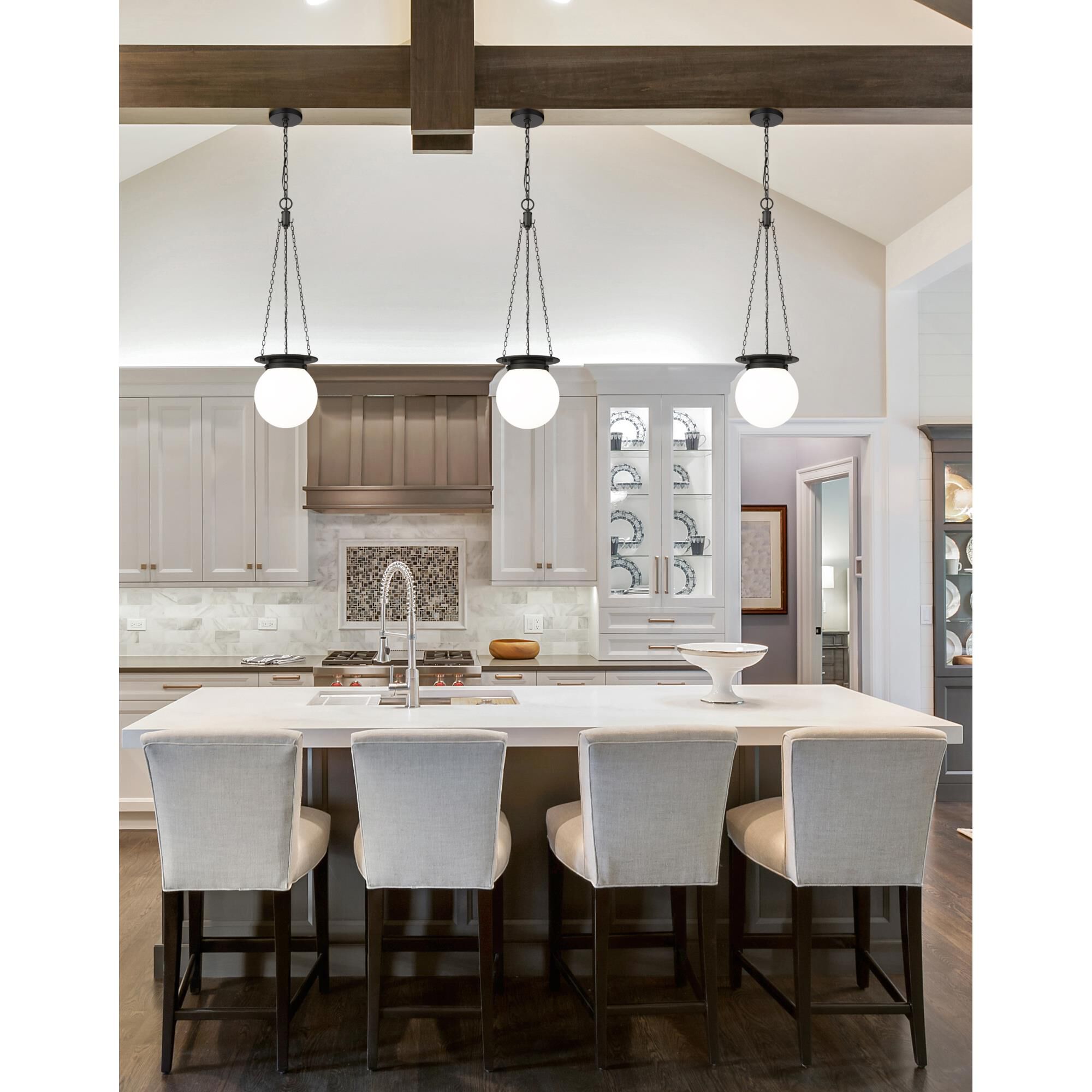 Shown in Matte Black finish and White Opal glass