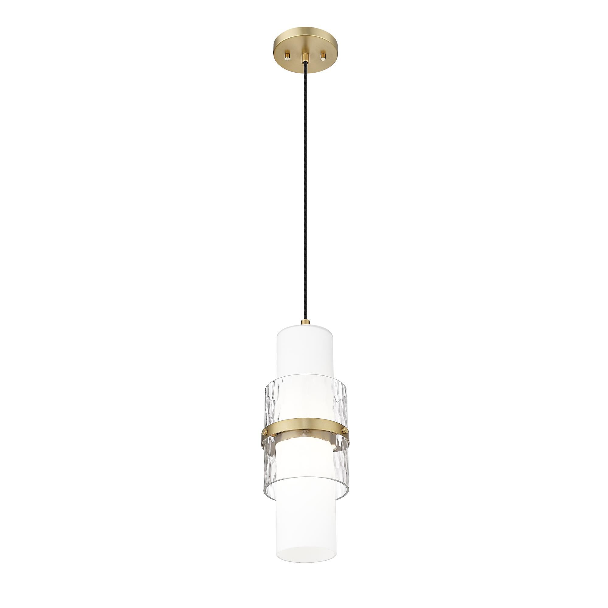 Shown in Modern Gold finish and Clear + Etched Opal glass and Clear + Etched Opal shade
