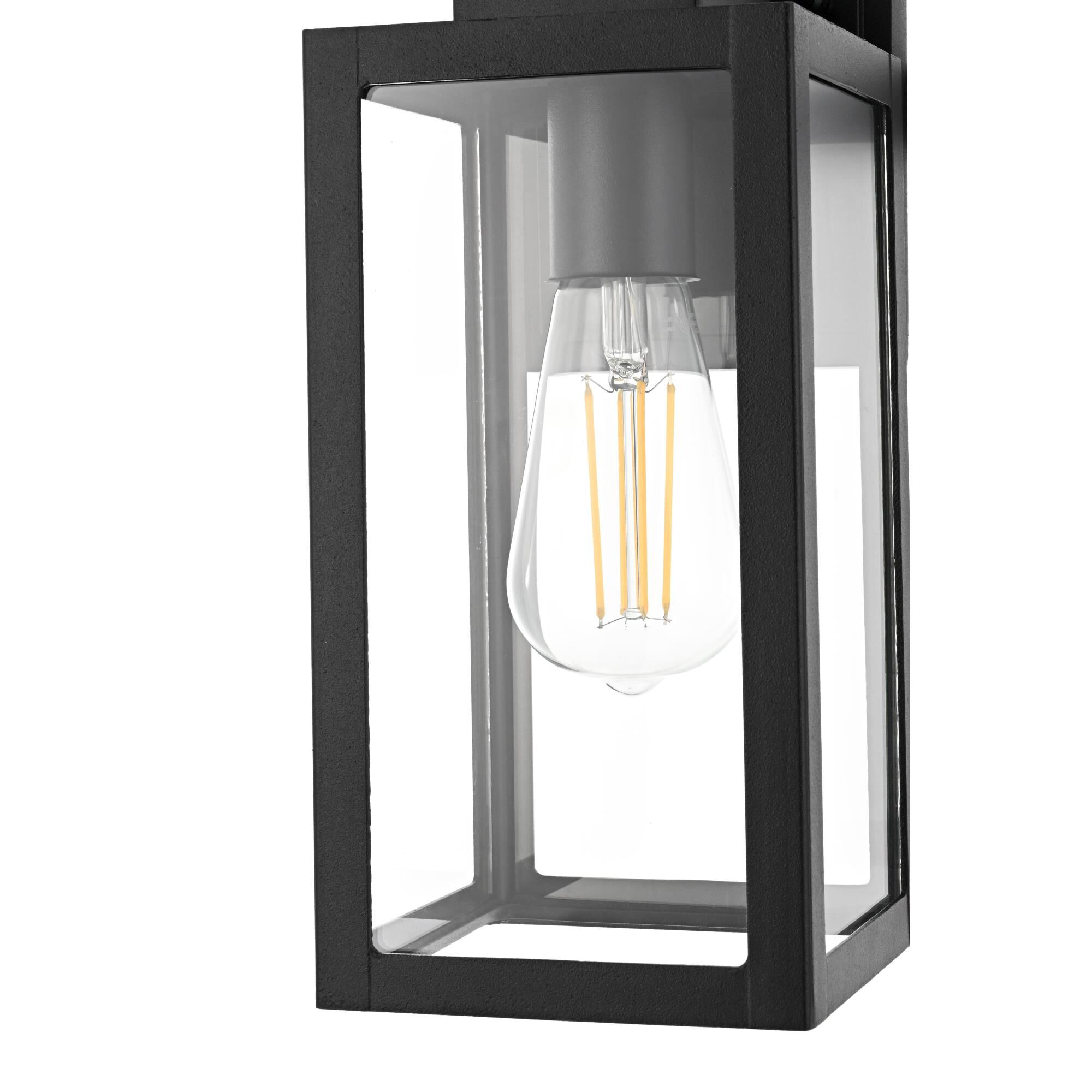 Shown in Black finish and Clear glass