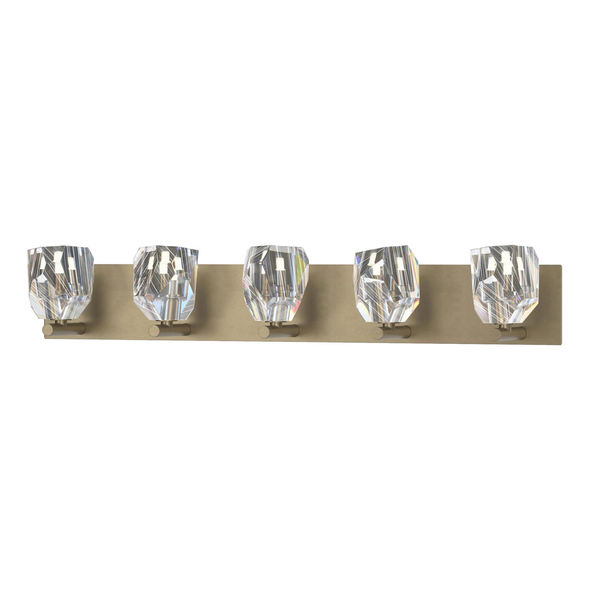 Shown in Soft Gold finish and Clear Crystal glass