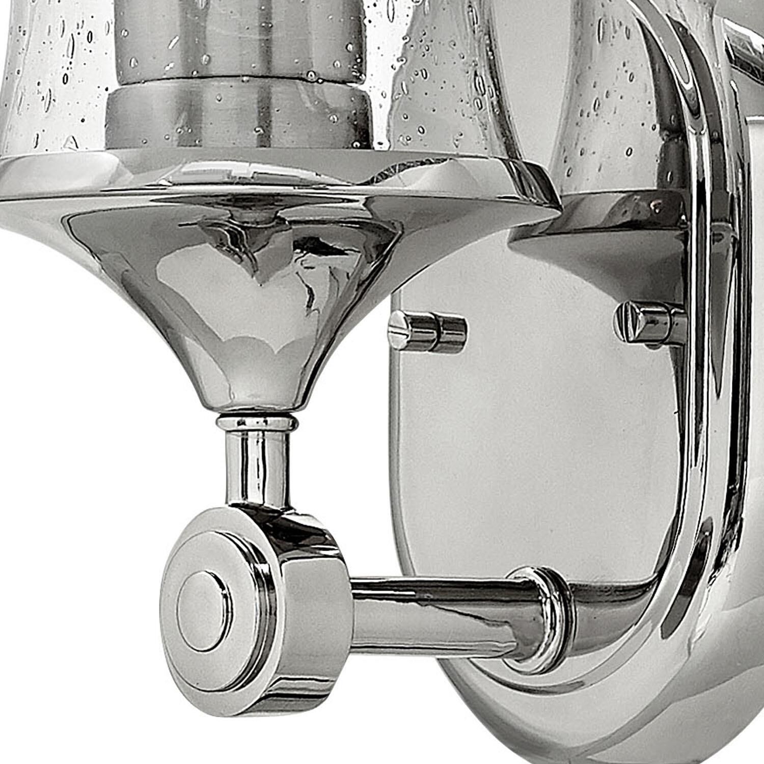 Shown in Polished Nickel finish and Clear Seedy glass