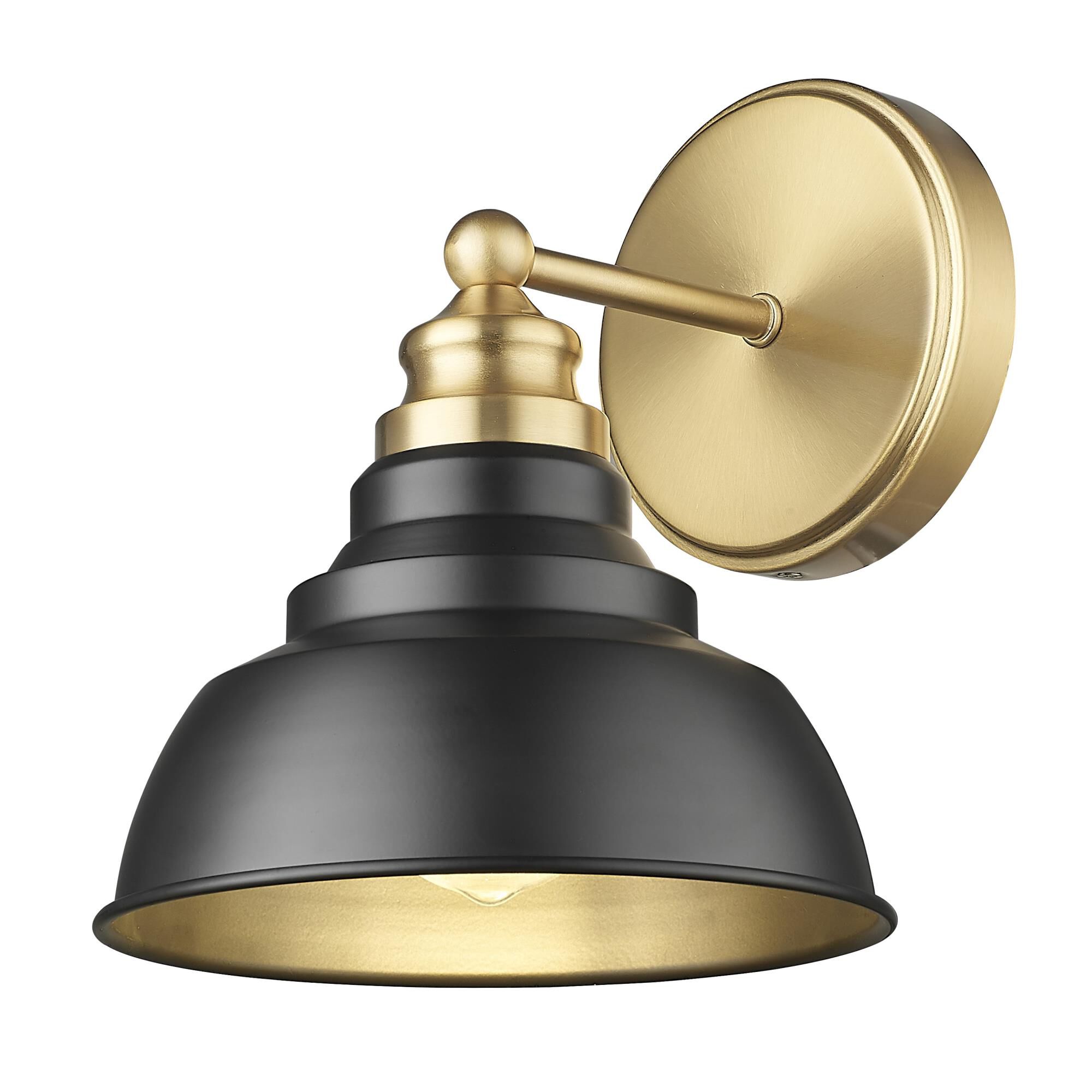 Shown in Matte Black And Brass finish and Black Metal shade