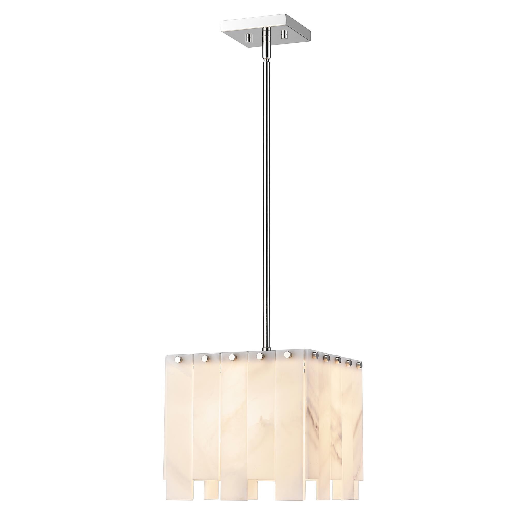 Shown in Polished Nickel finish and Alabaster Resin shade