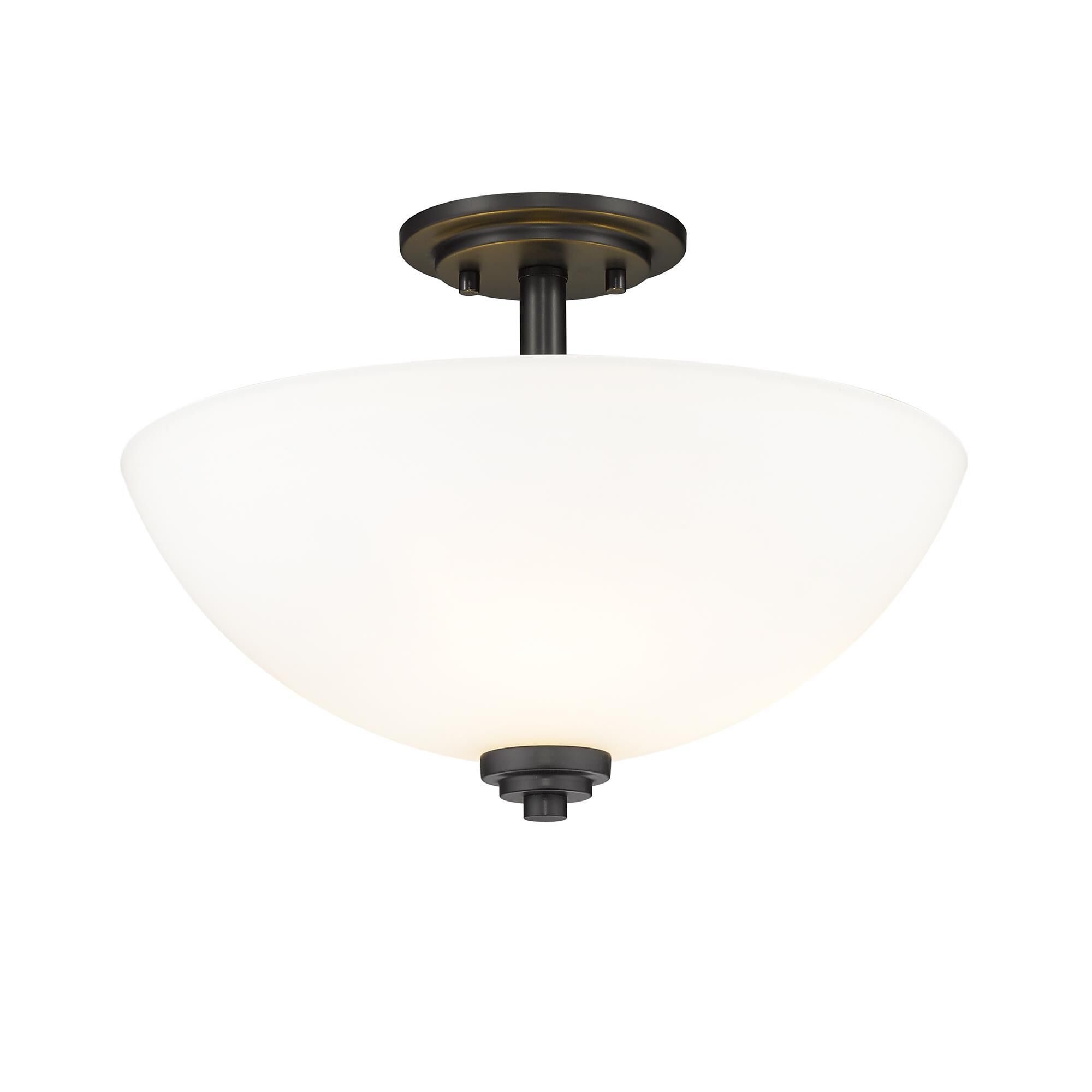 Shown in Matte Black finish and Glass shade
