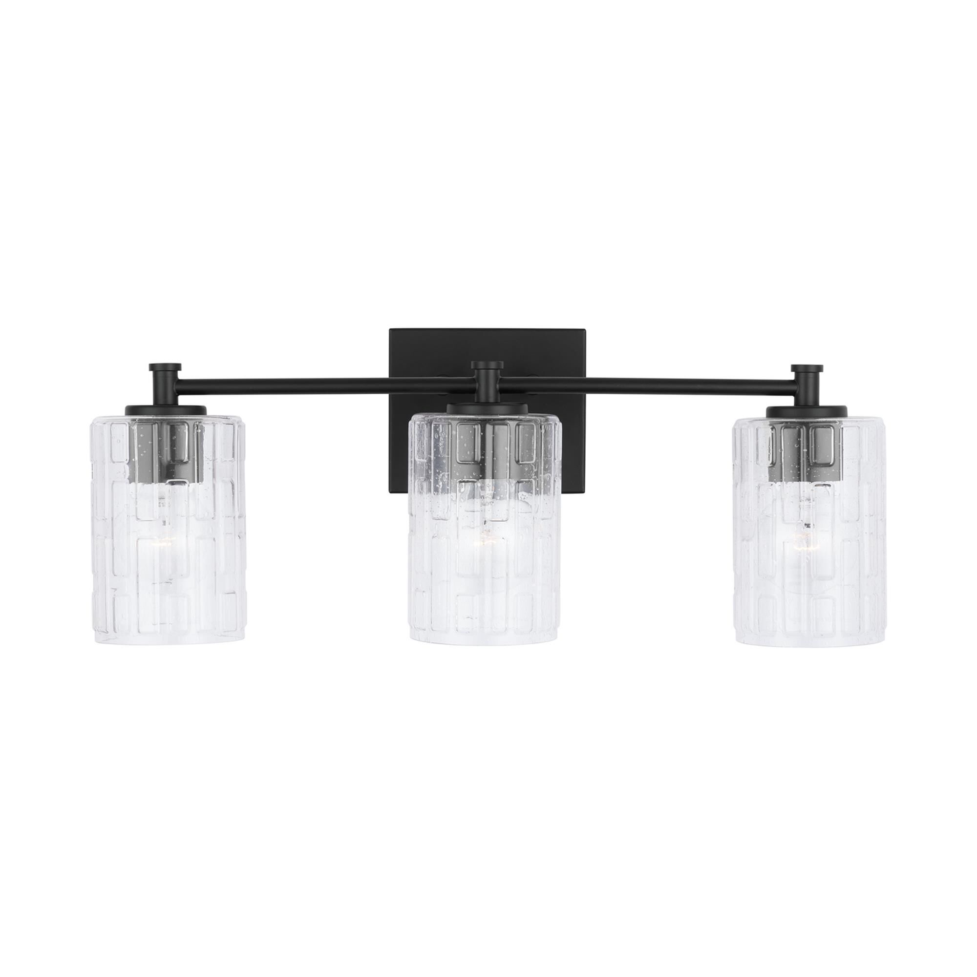 Shown in Matte Black finish and Clear Embossed glass