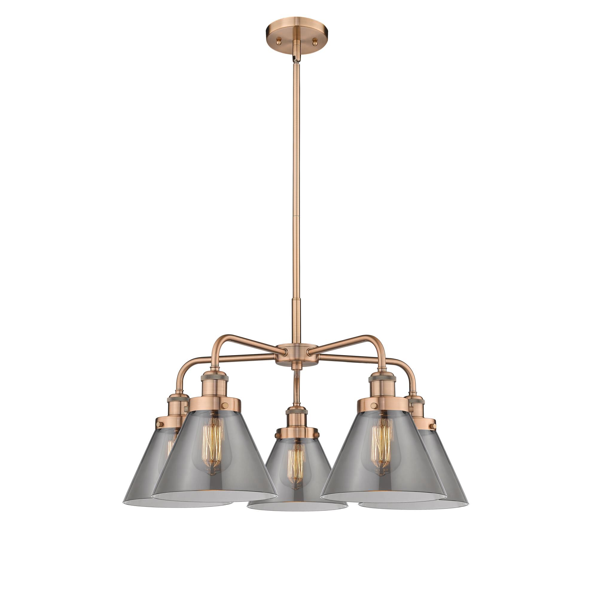 Shown in Antique Copper finish and Plated Smoke glass