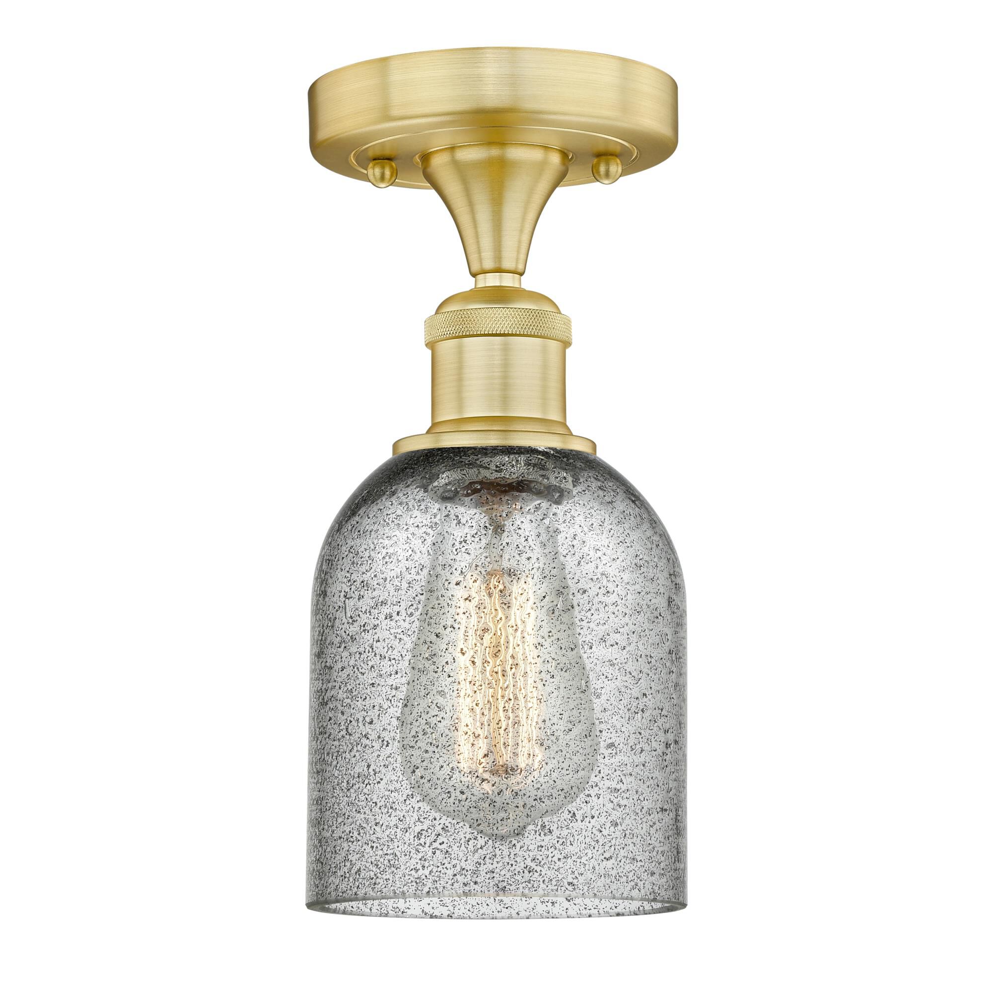 Shown in Satin Gold finish and Charcoal glass