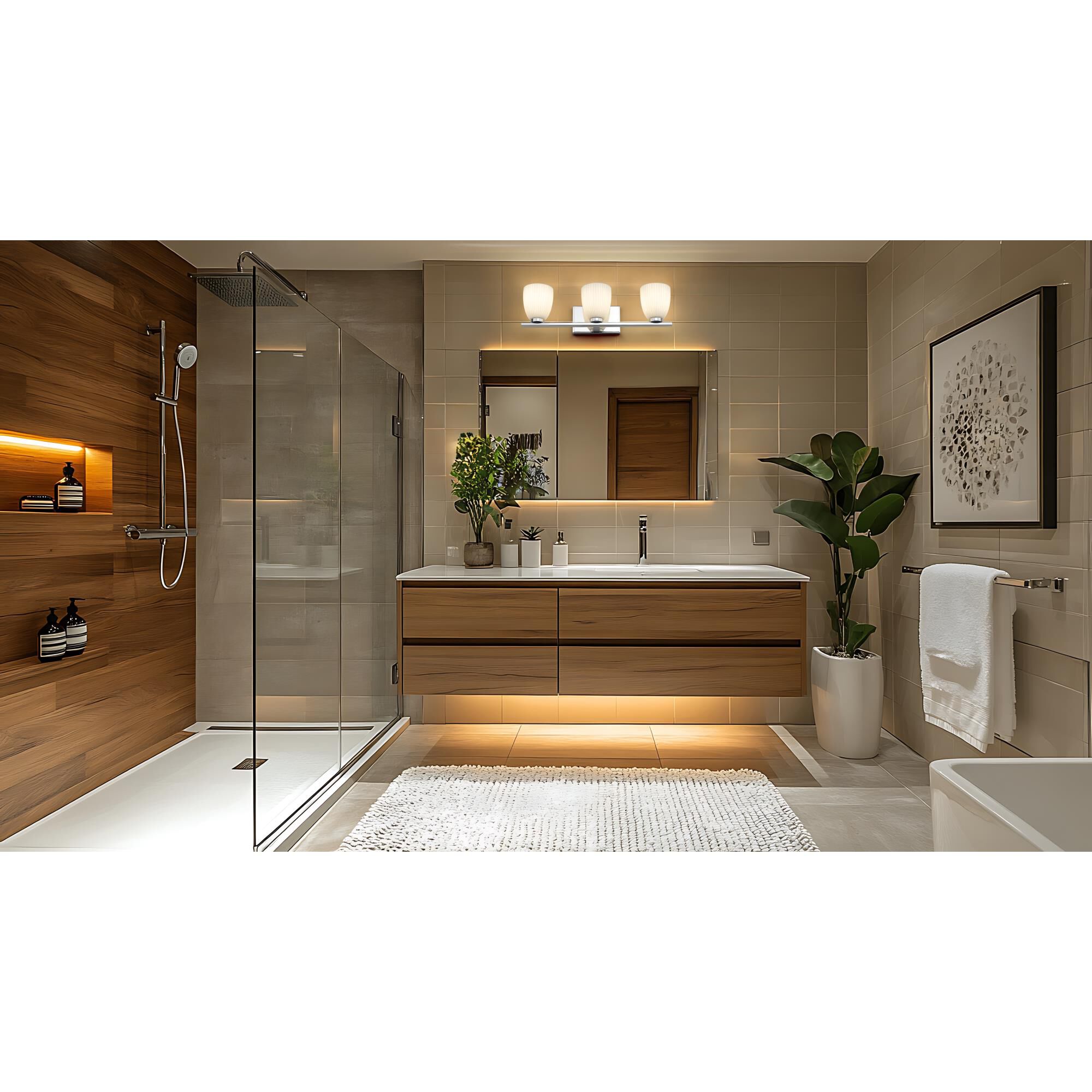 Shown in Chrome finish and Matte Opal glass and Matte Opal shade