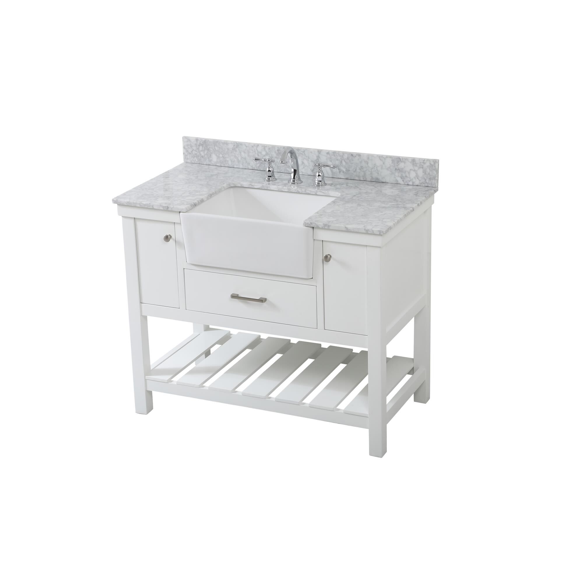 Shown in White finish and With Backsplash accent