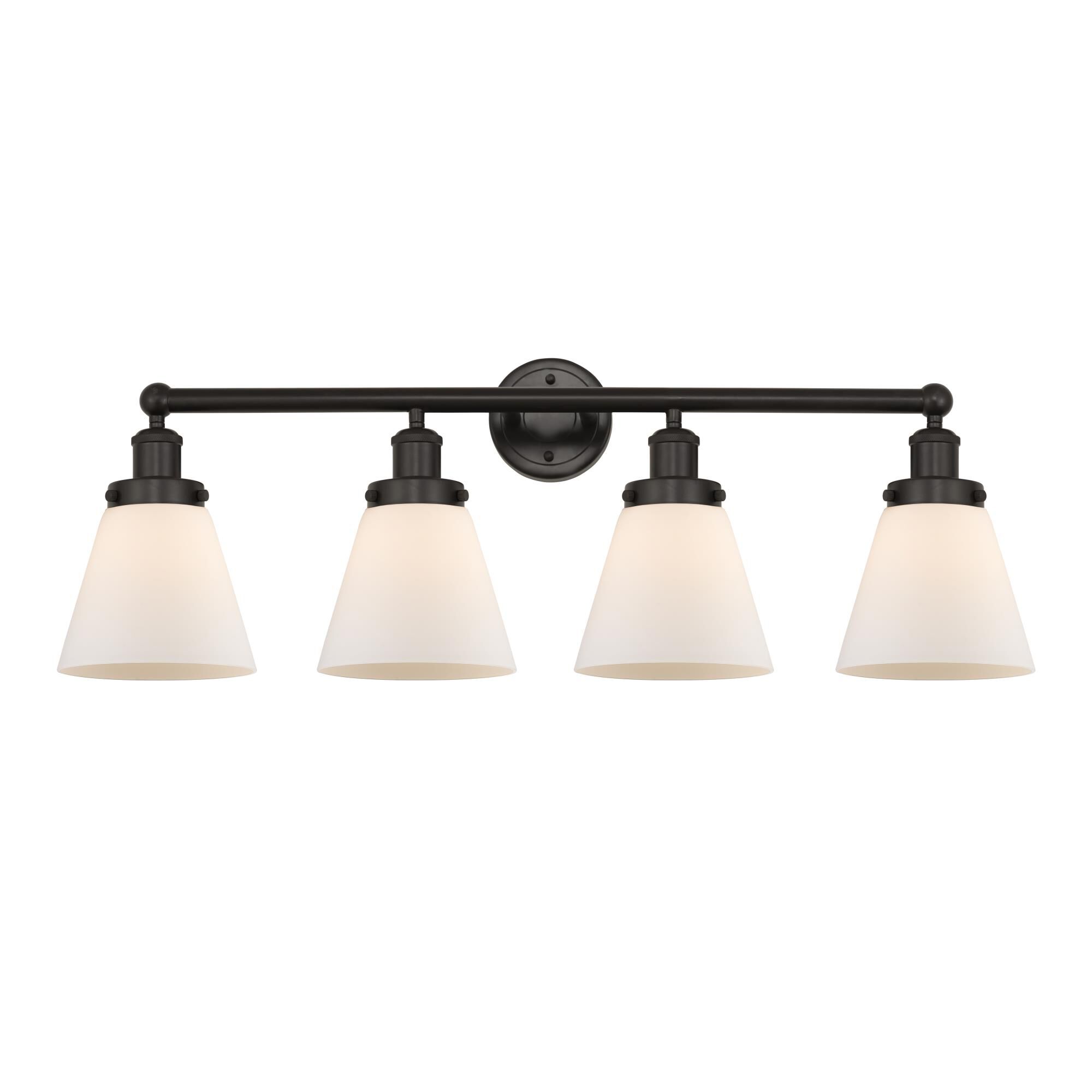 Shown in Oil Rubbed Bronze, Matte White finish and Matte White glass and Matte White Glass shade