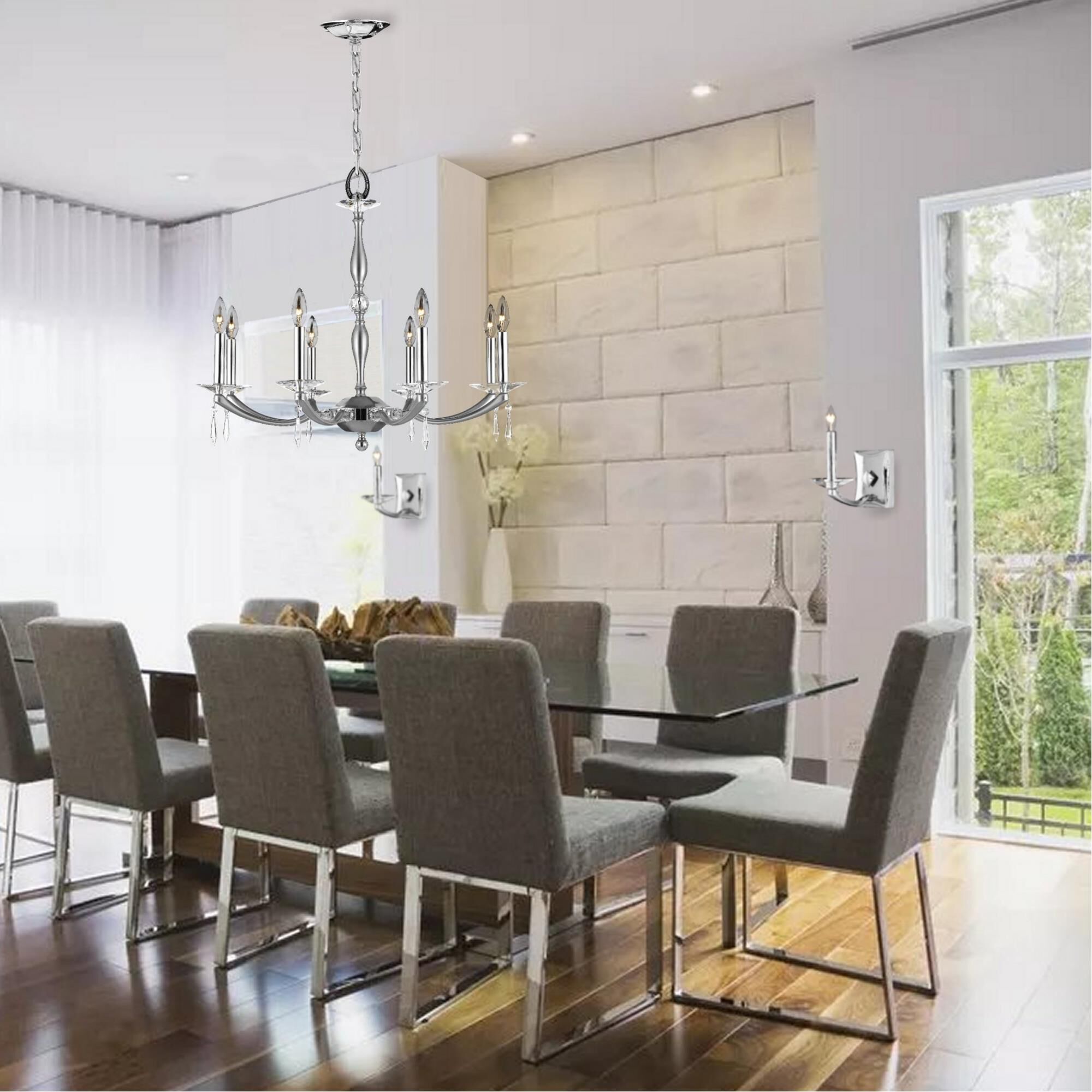 Kensington 29 Inch 8 Light Chandelier by American Brass and Crystal