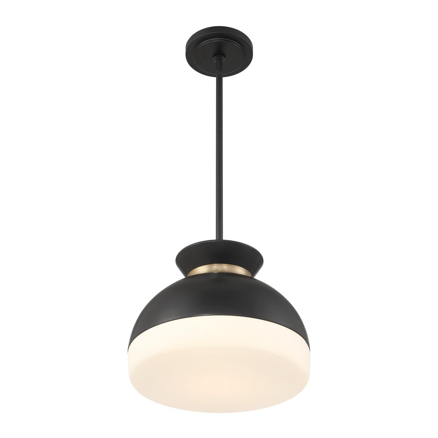 Shown in Matte Black , Vibrant Gold finish and Glass shade