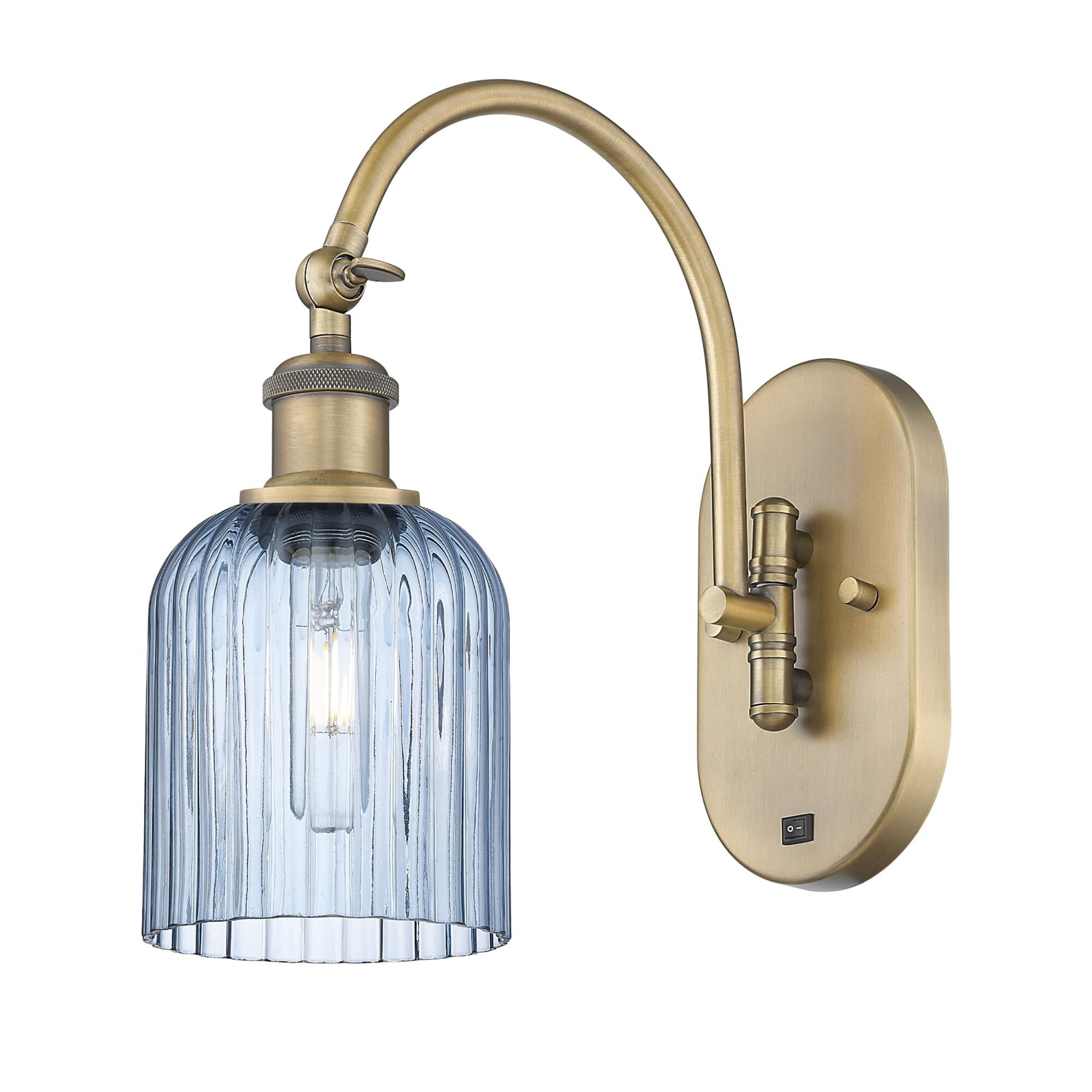 Shown in Brushed Brass finish and Princess Blue shade