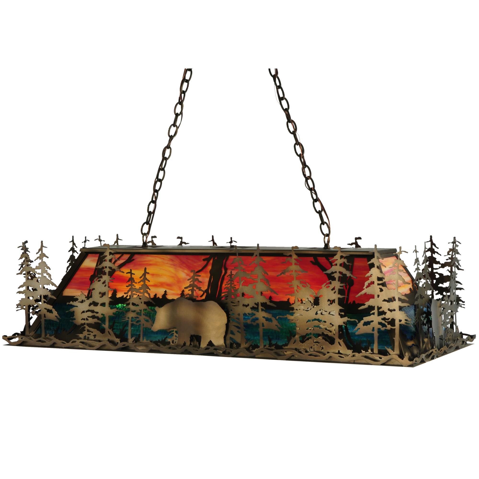 Shown in Antique Copper Finish finish and Blue-Green glass