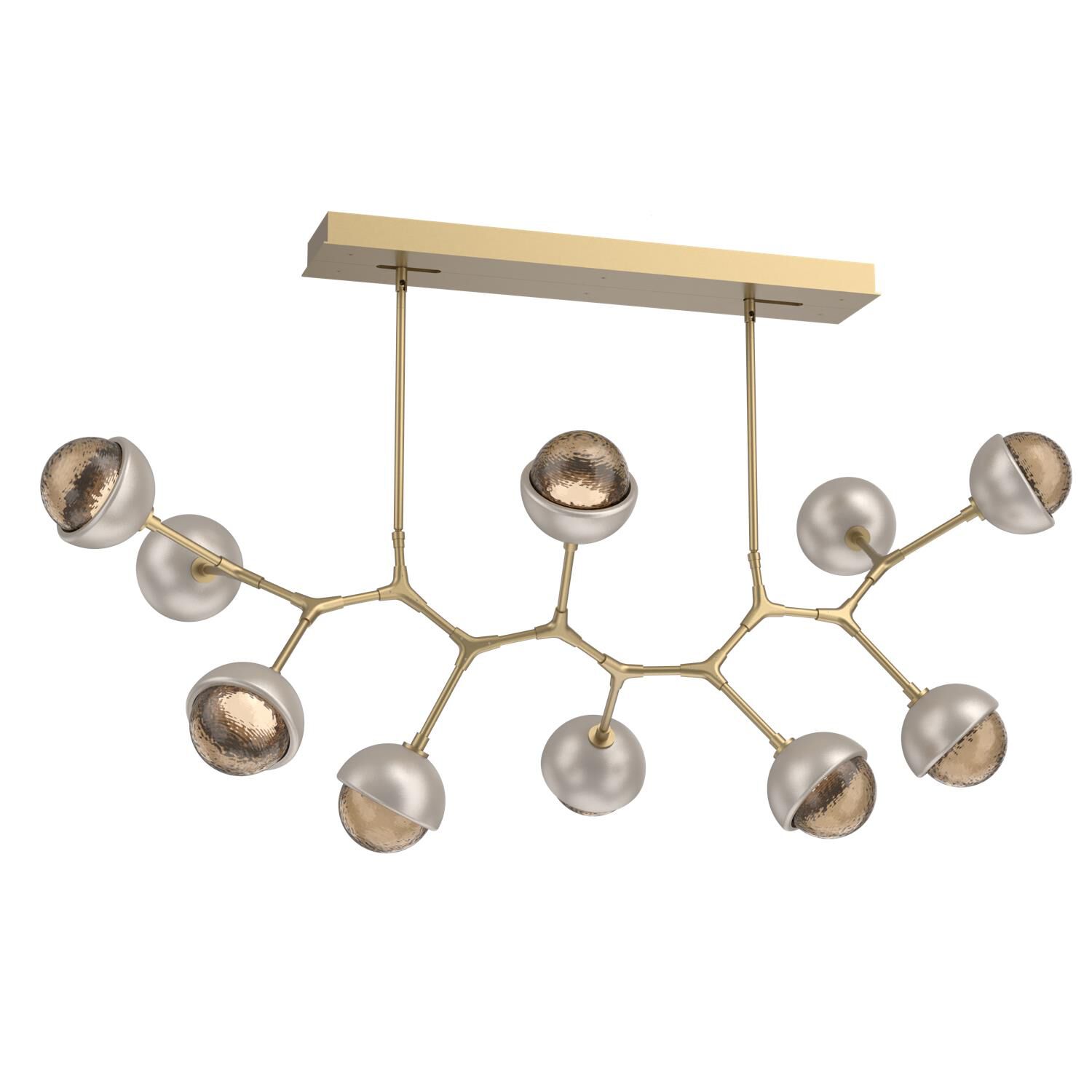 Shown in Gilded Brass finish and Bronze glass and Beige Silver accent