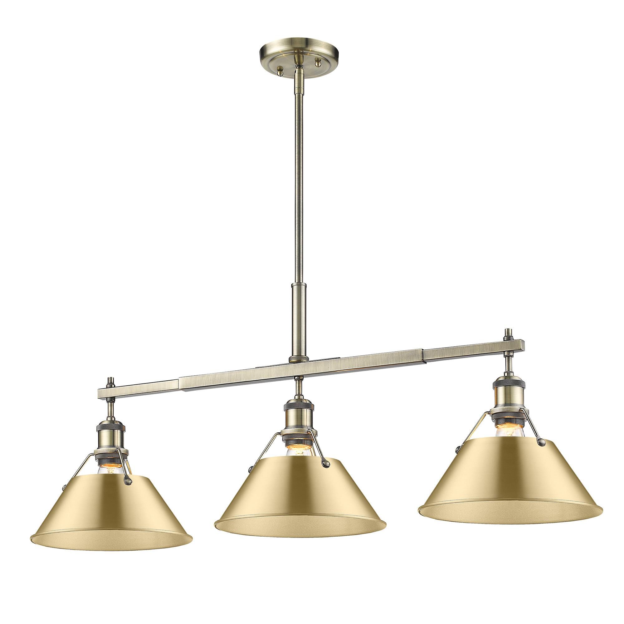 Shown in Aged Brass finish and Without Glass glass and Brushed Champagne Bronze shade