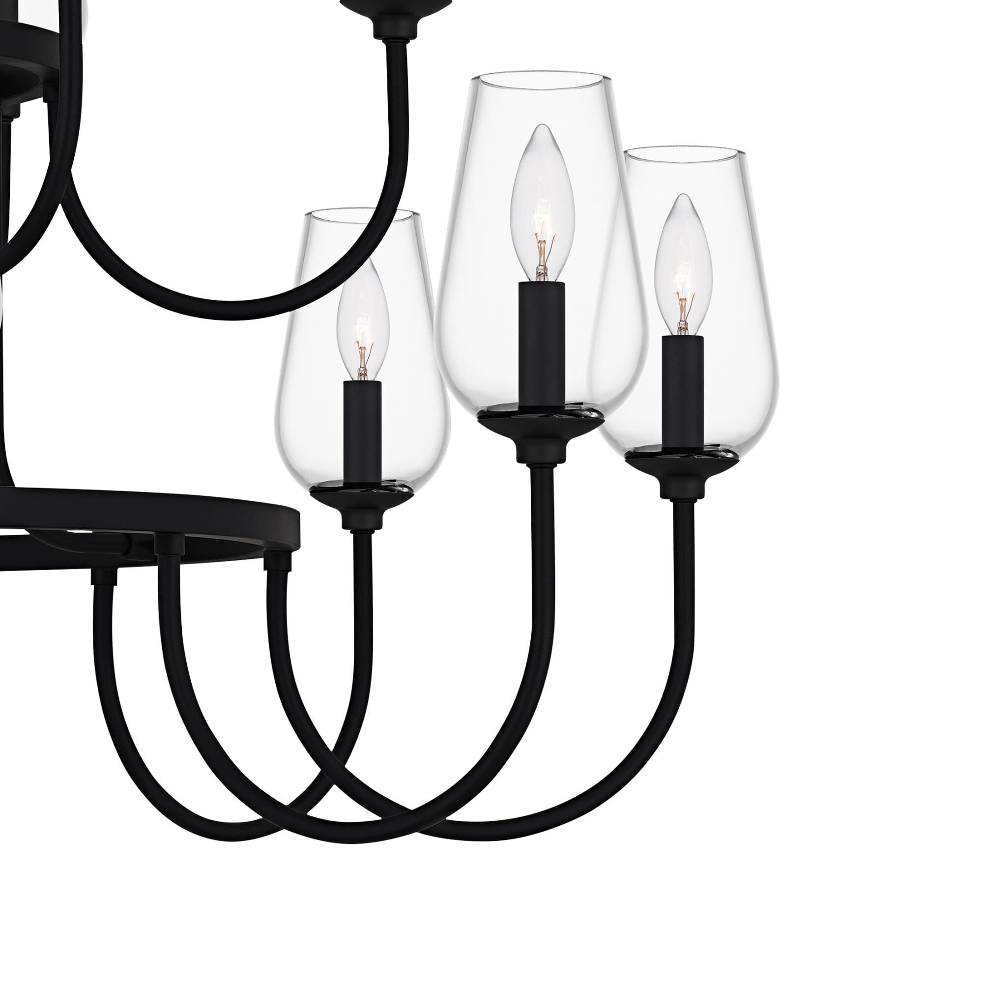 Shown in Matte Black finish and Clear Glass shade