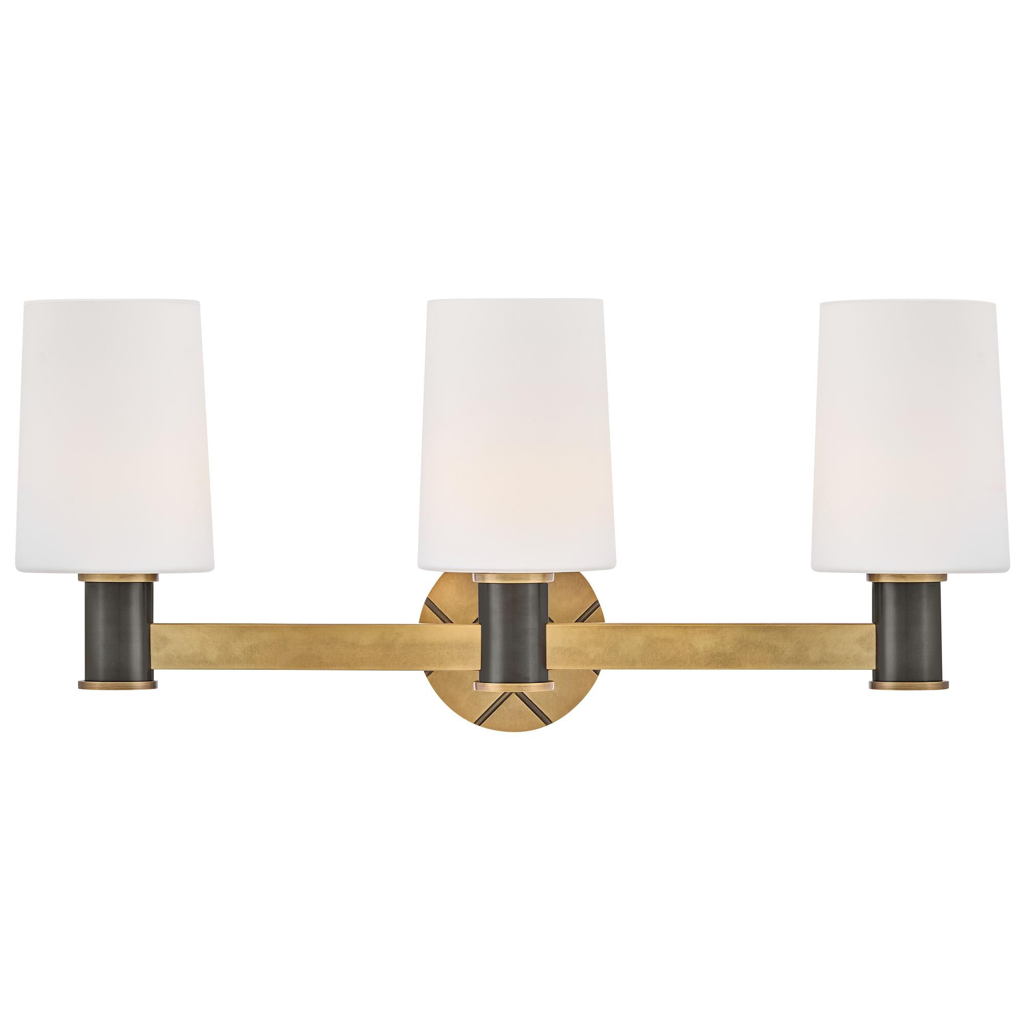 Shown in Heritage Brass finish and Etched Opal glass and Black Oxide accent