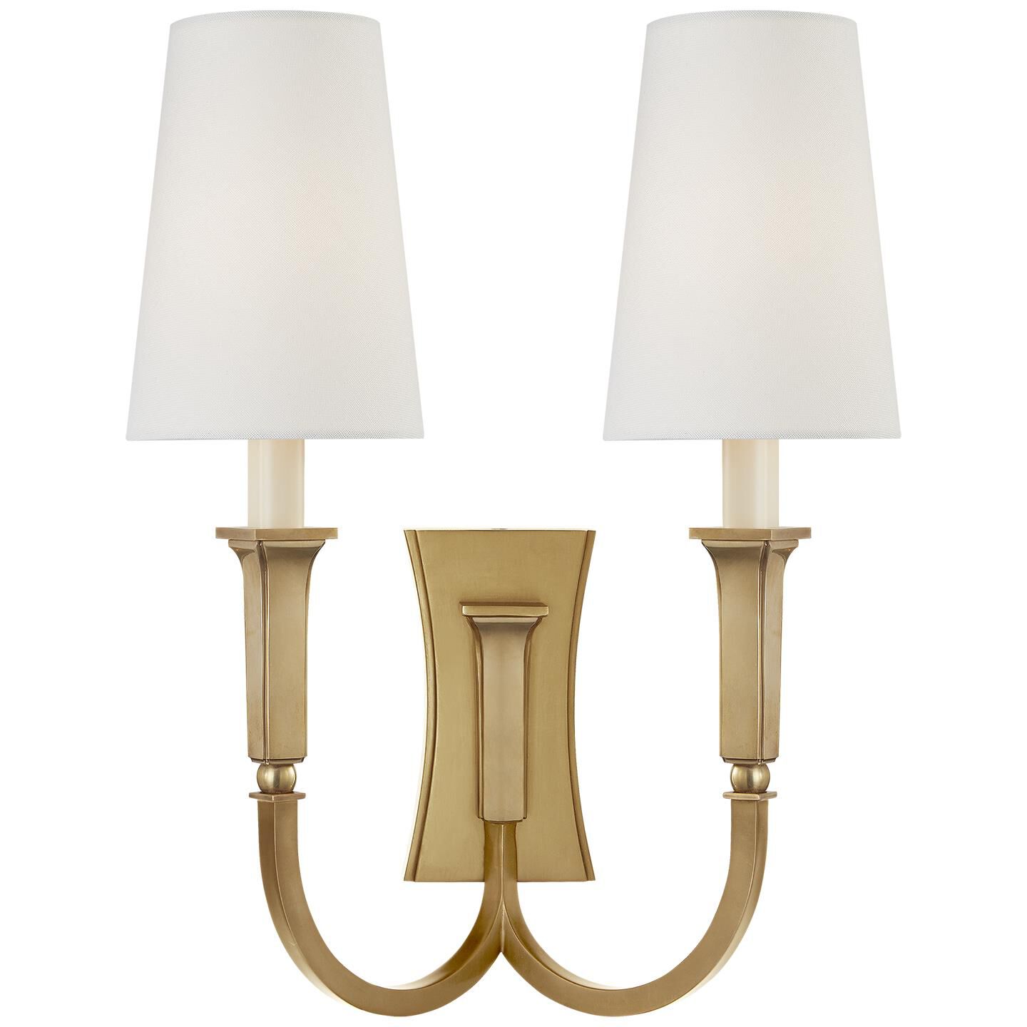 Shown in Hand-Rubbed Antique Brass finish and Linen shade